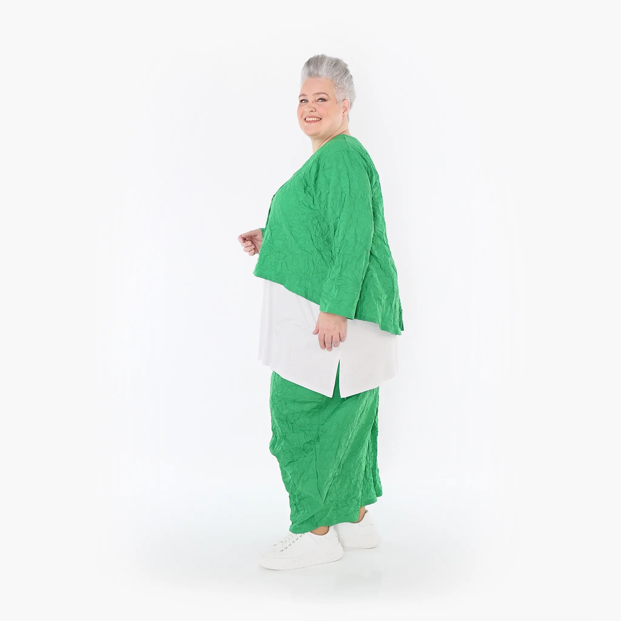  Ballonhose von AKH Fashion aus Materialmix, 1372.08069, Grün, Ausgefallen, Zeitlos, Schick