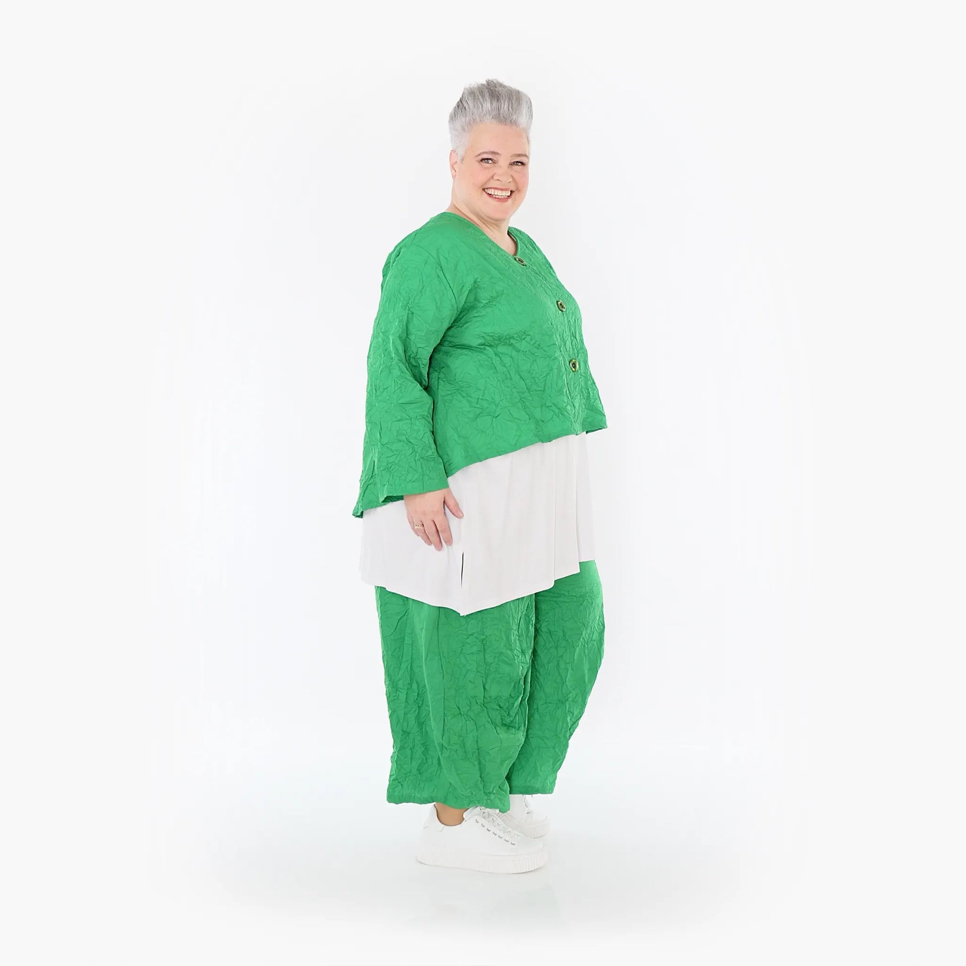  Ballonhose von AKH Fashion aus Materialmix, 1372.08069, Grün, Ausgefallen, Zeitlos, Schick