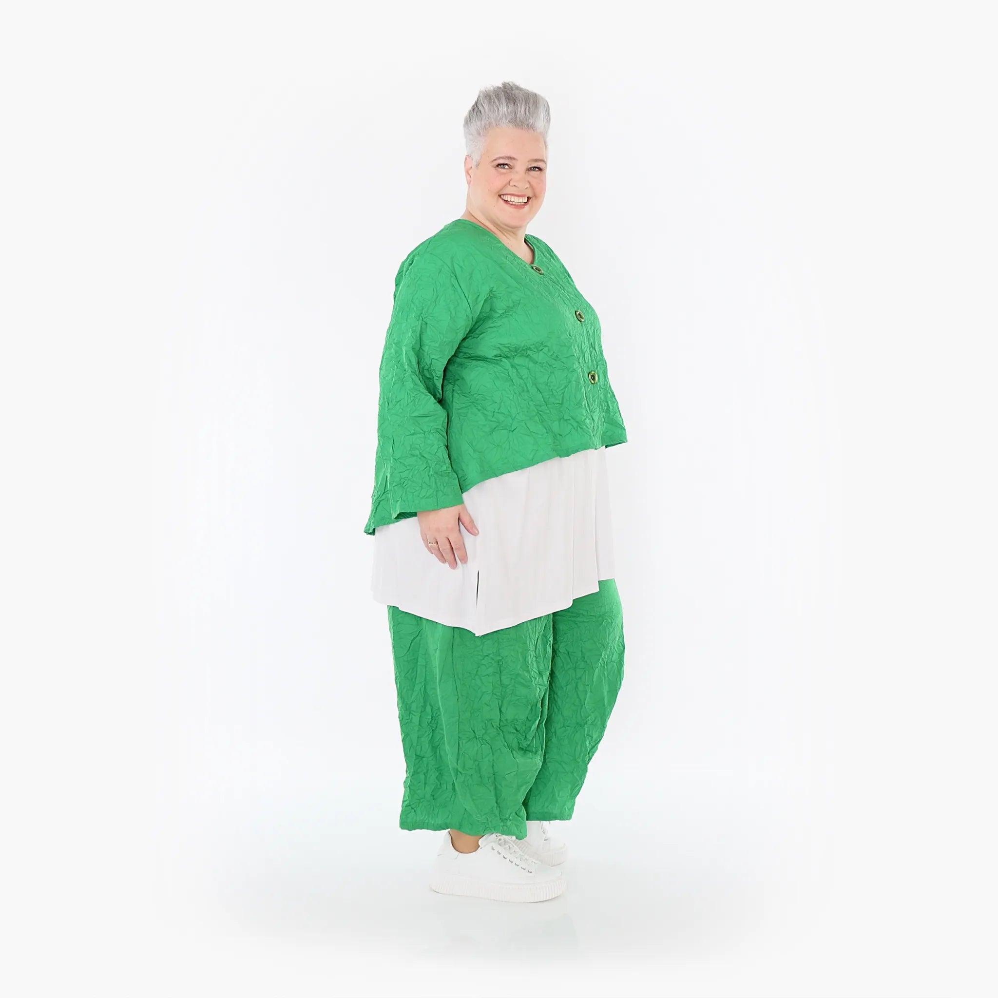  Ballonhose von AKH Fashion aus Materialmix, 1372.08069, Grün, Ausgefallen, Zeitlos, Schick