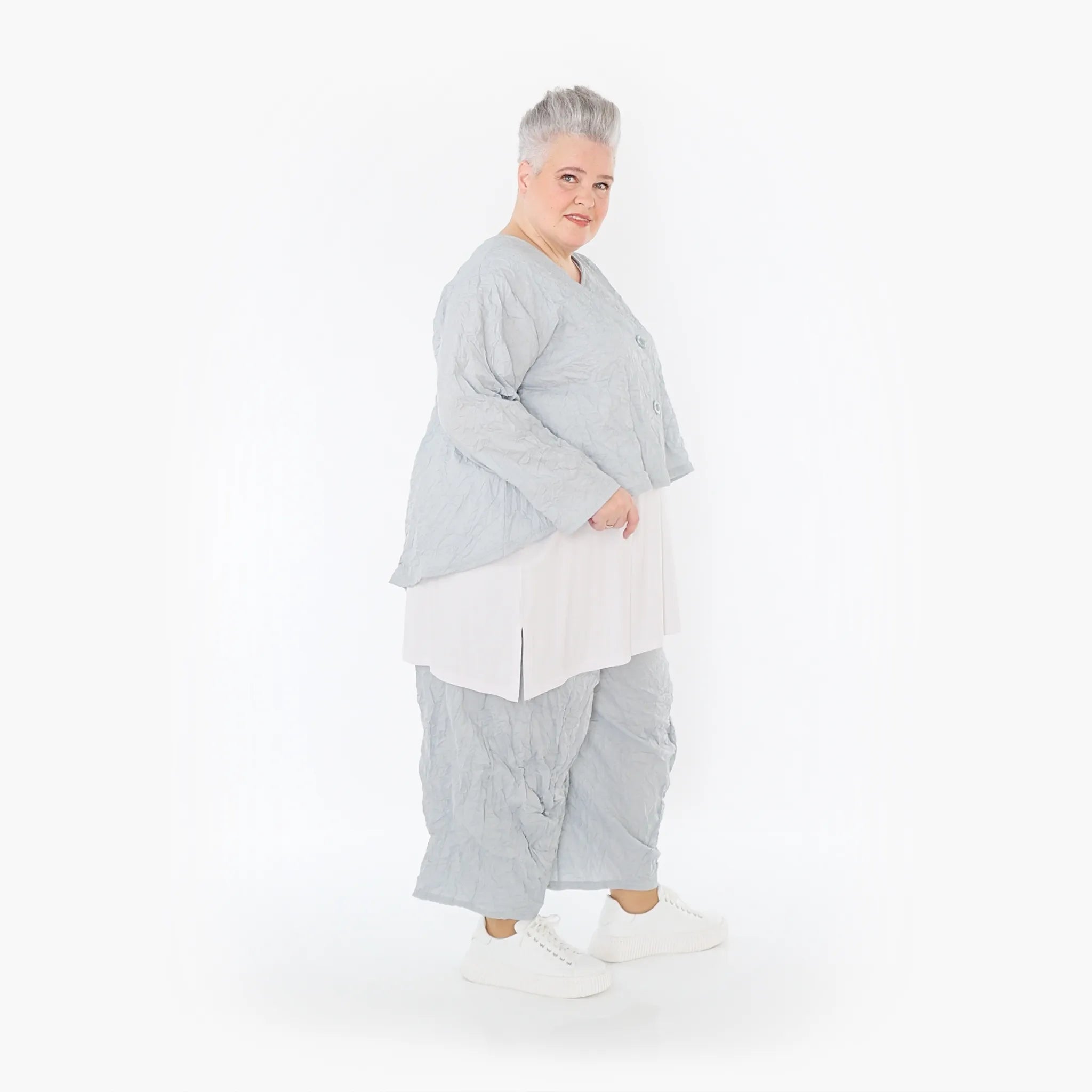  Ballonhose von AKH Fashion aus Materialmix, 1372.08069, Hellgrau, Ausgefallen, Zeitlos