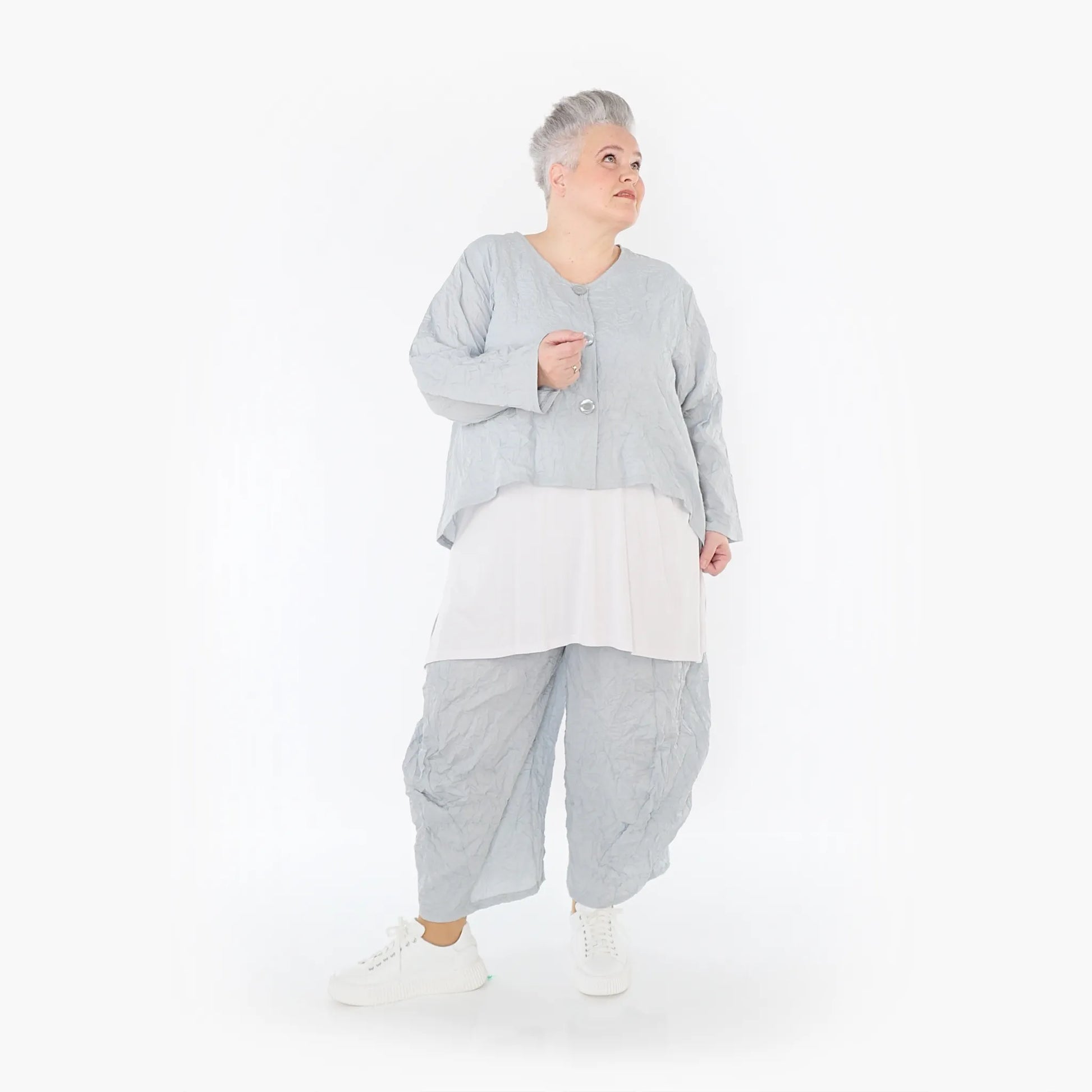  Ballonhose von AKH Fashion aus Materialmix, 1372.08069, Hellgrau, Ausgefallen, Zeitlos