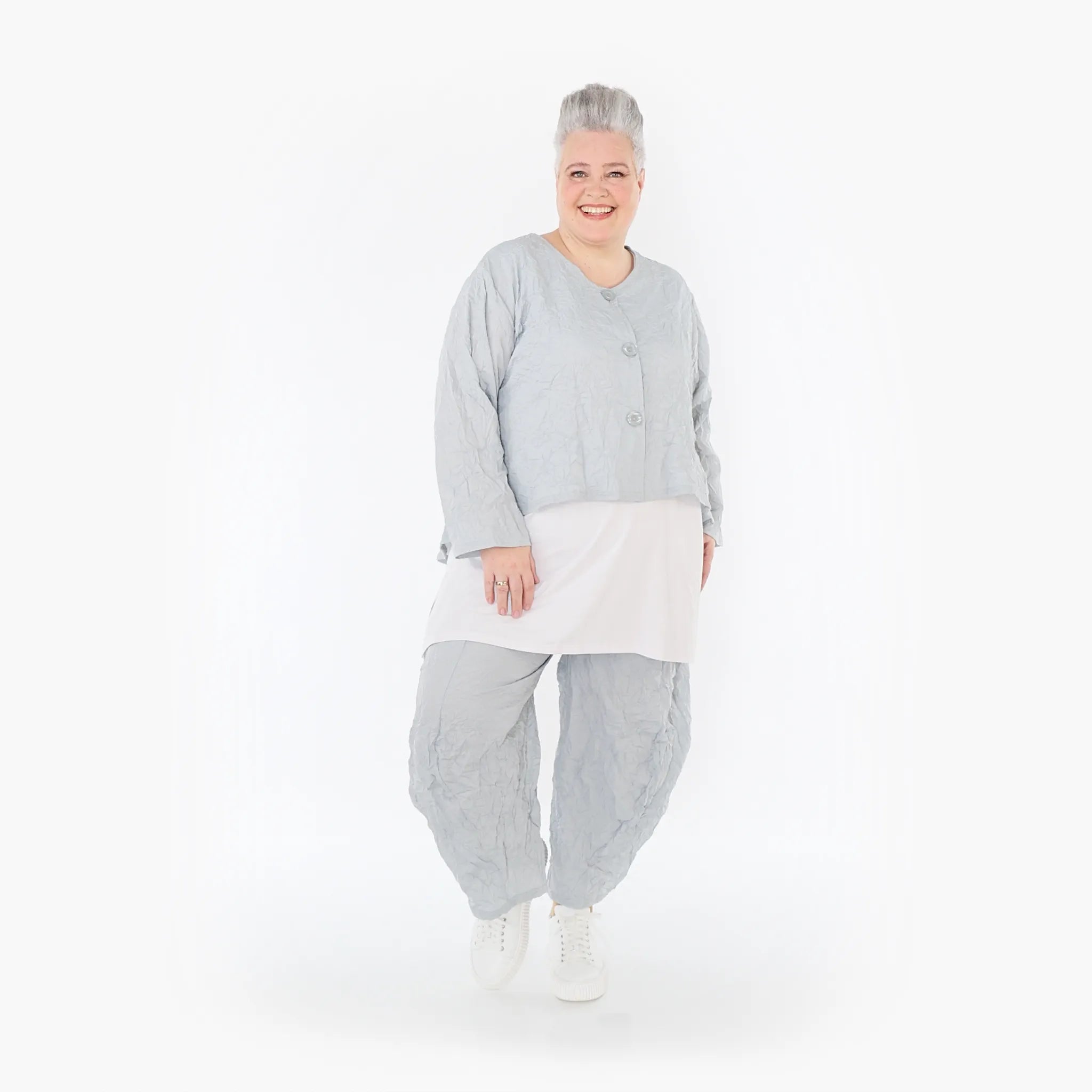  Ballonhose von AKH Fashion aus Materialmix, 1372.08069, Hellgrau, Ausgefallen, Zeitlos