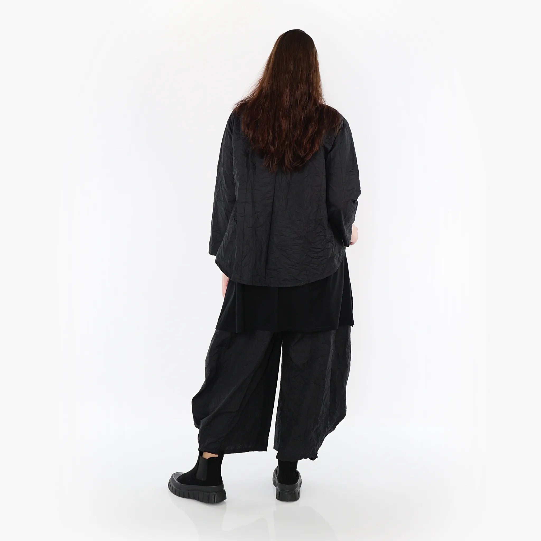 Oversize Damen Jacke, AKH Fashion, Materialmix, gerundeter Form, Lagenlook Mode, große Größen - SEELENlook