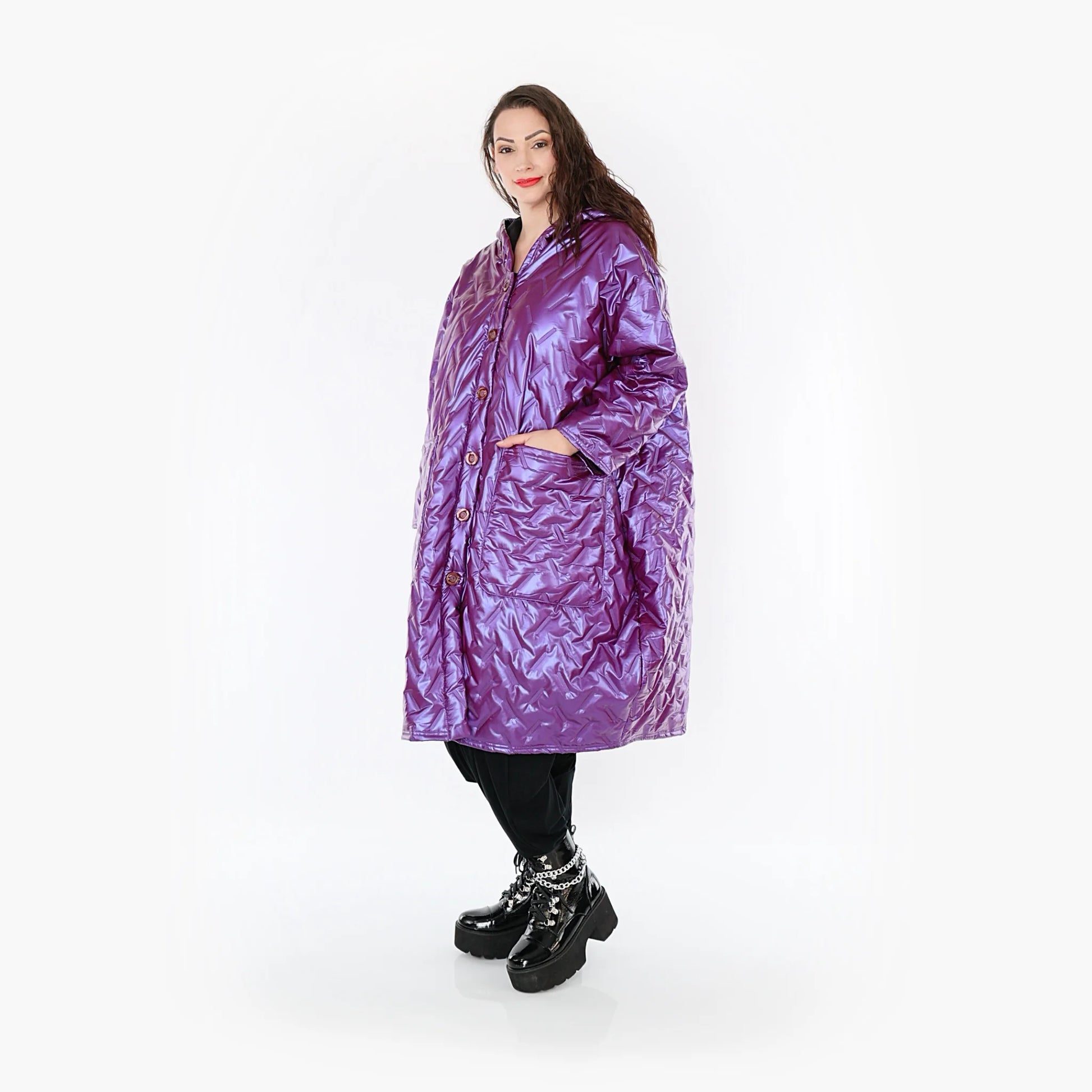  Ballonmantel von AKH Fashion aus Polyester, 1387.06986, Fuchsia, Grafik, Schick, Modern