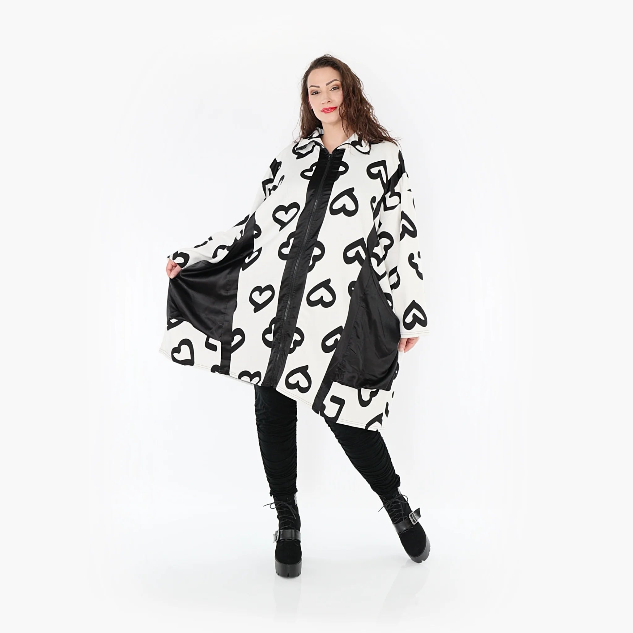  Ballonjacke von AKH Fashion aus Baumwolle, 1390.06996, Weiß-Schwarz, Schick, Modern