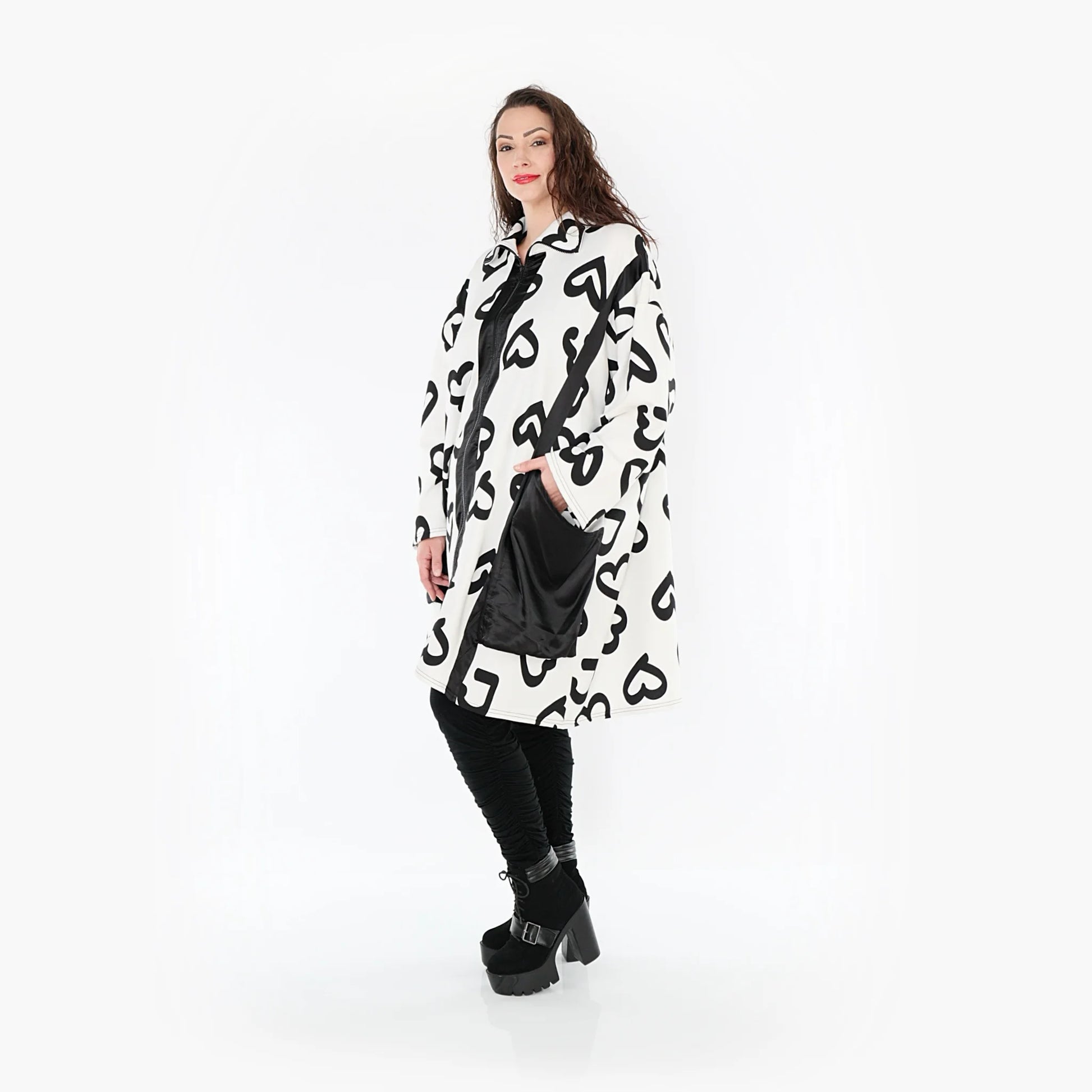  Ballonjacke von AKH Fashion aus Baumwolle, 1390.06996, Weiß-Schwarz, Schick, Modern