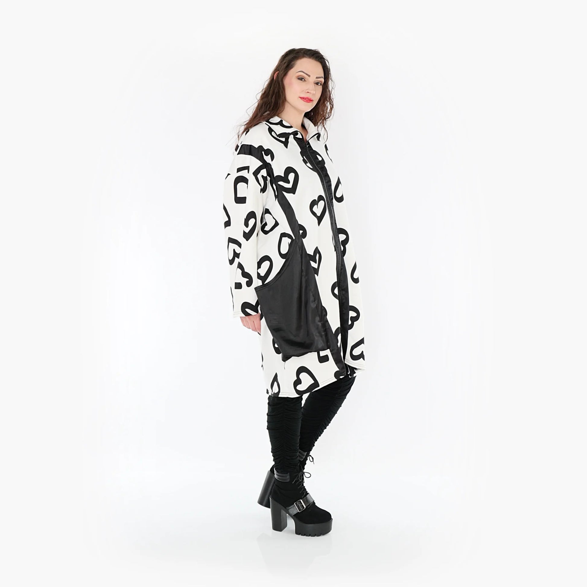  Ballonjacke von AKH Fashion aus Baumwolle, 1390.06996, Weiß-Schwarz, Schick, Modern