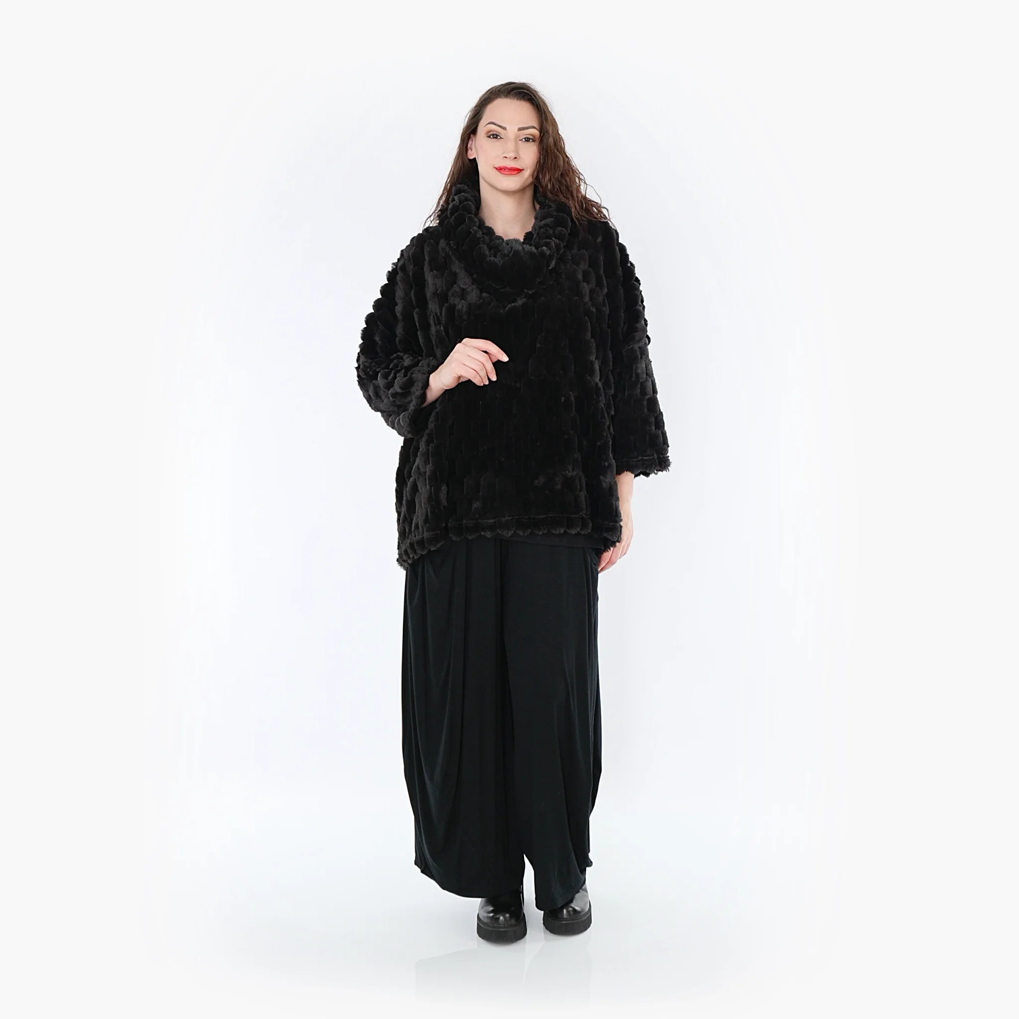  AKH Fashion Bigshirt in kastiger Form, aus Polyester, 1391.03091, Schwarz, Schick, Modern