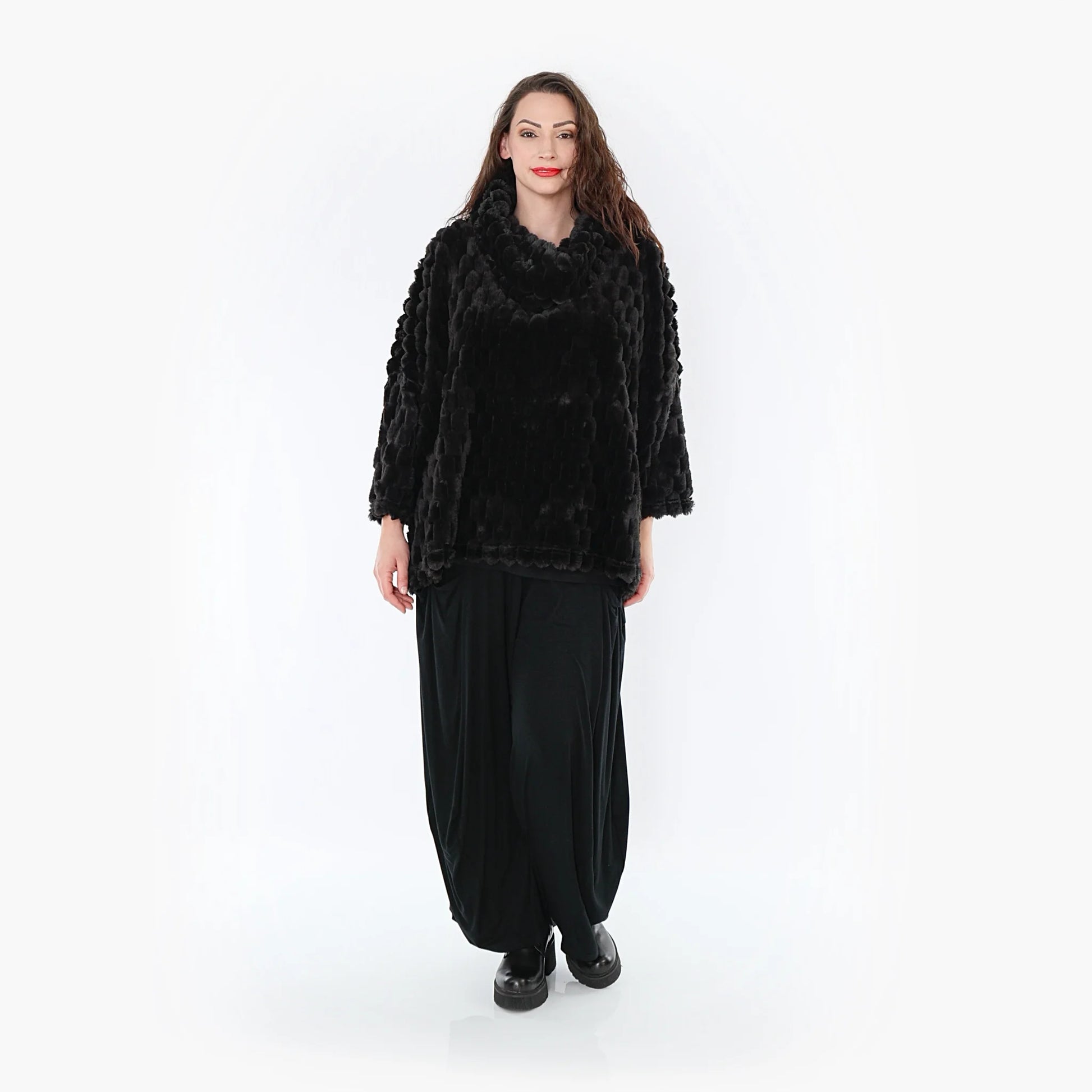  AKH Fashion Bigshirt in kastiger Form, aus Polyester, 1391.03091, Schwarz, Schick, Modern