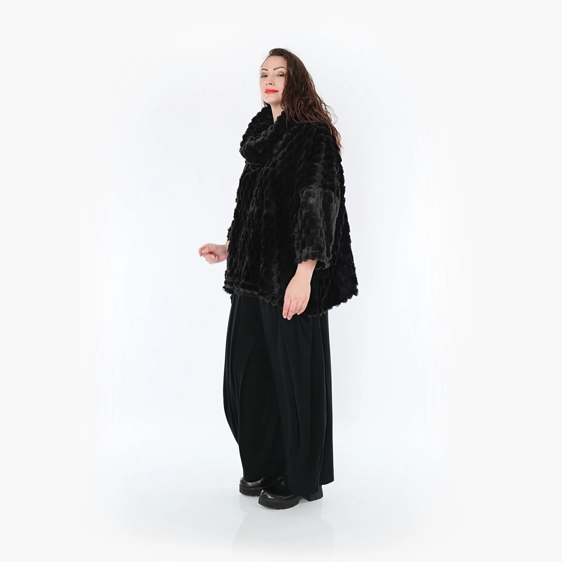  AKH Fashion Bigshirt in kastiger Form, aus Polyester, 1391.03091, Schwarz, Schick, Modern