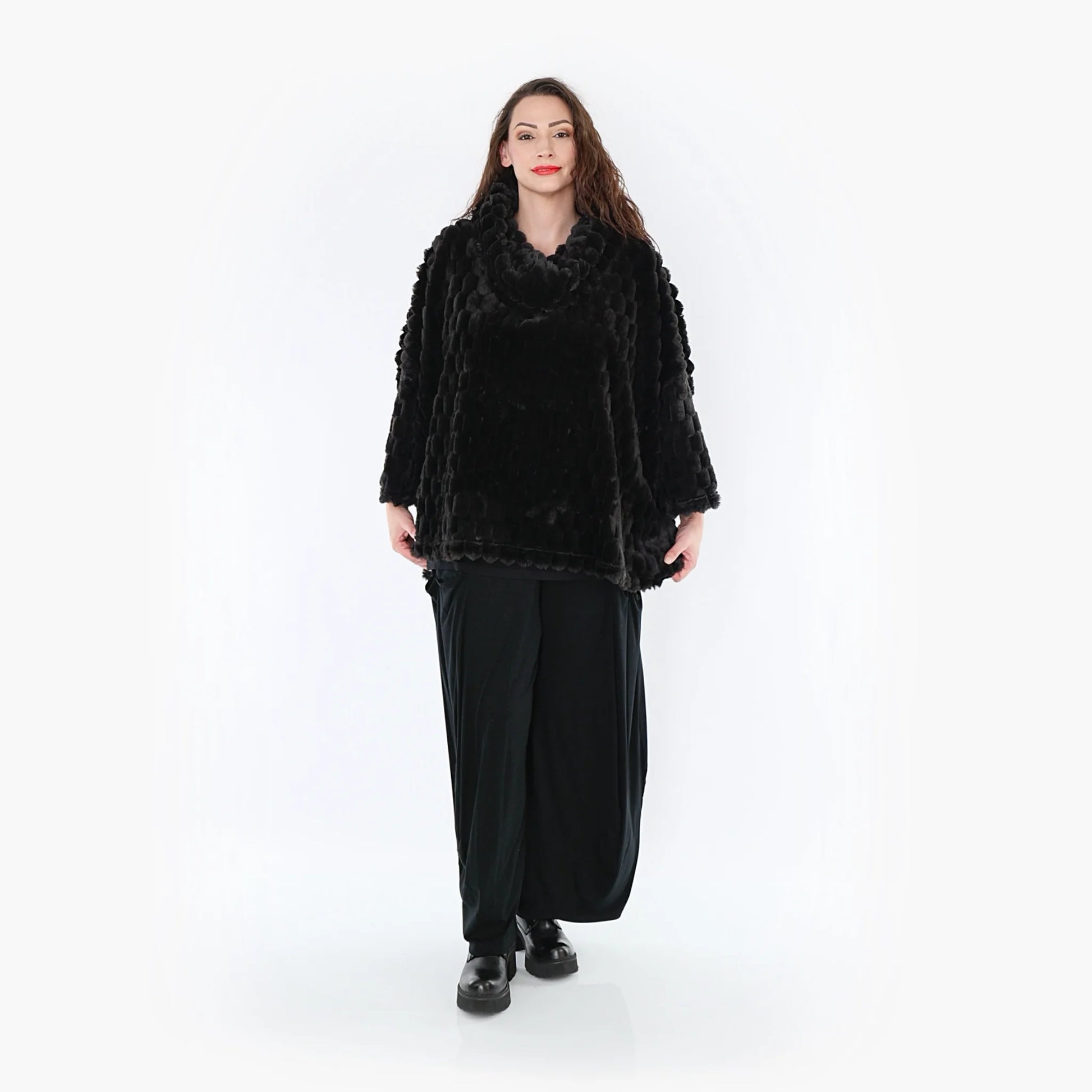  AKH Fashion Bigshirt in kastiger Form, aus Polyester, 1391.03091, Schwarz, Schick, Modern