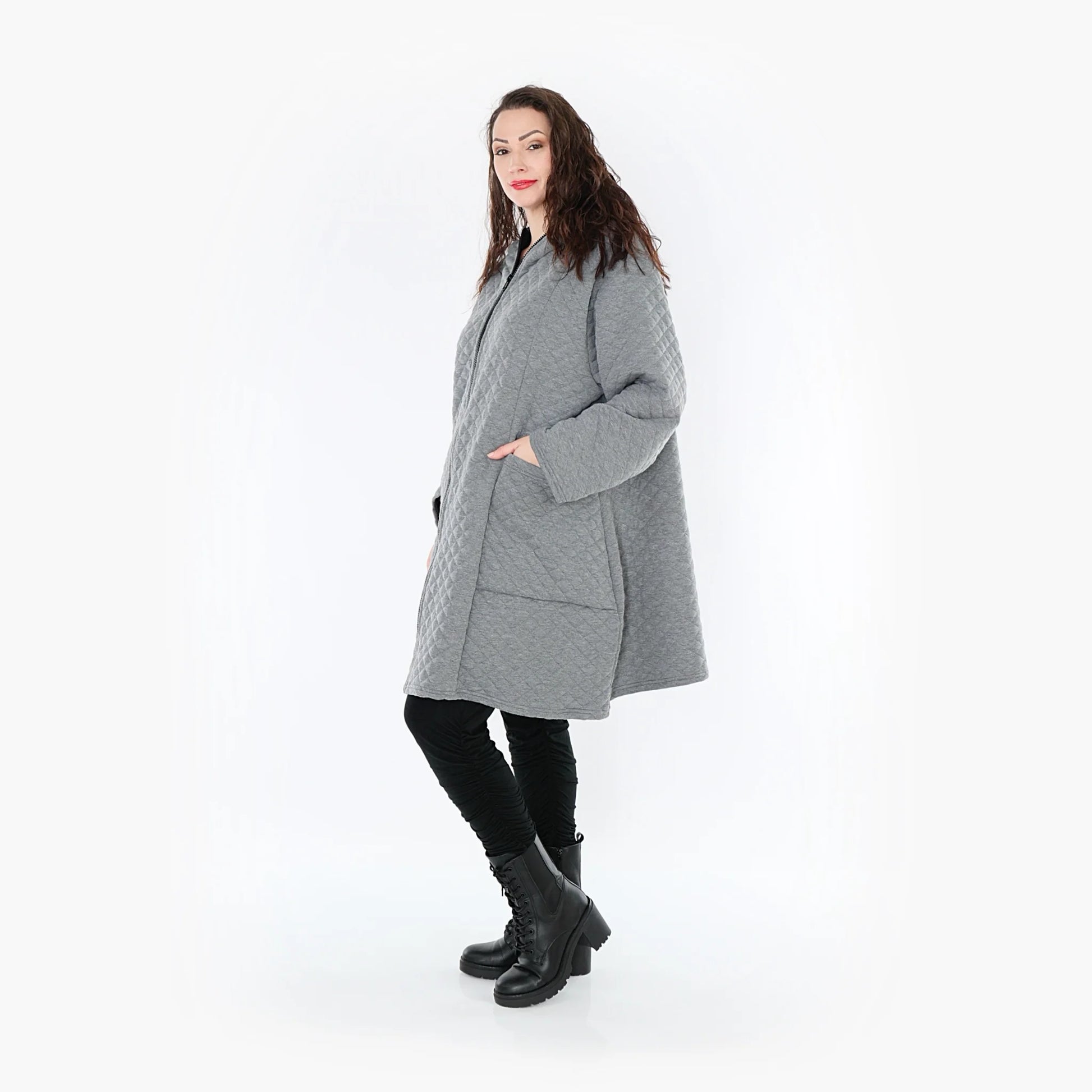  A-Form Jacke von AKH Fashion aus Materialmix, 1394.06909, Grau, Schick, Modern, Bequem