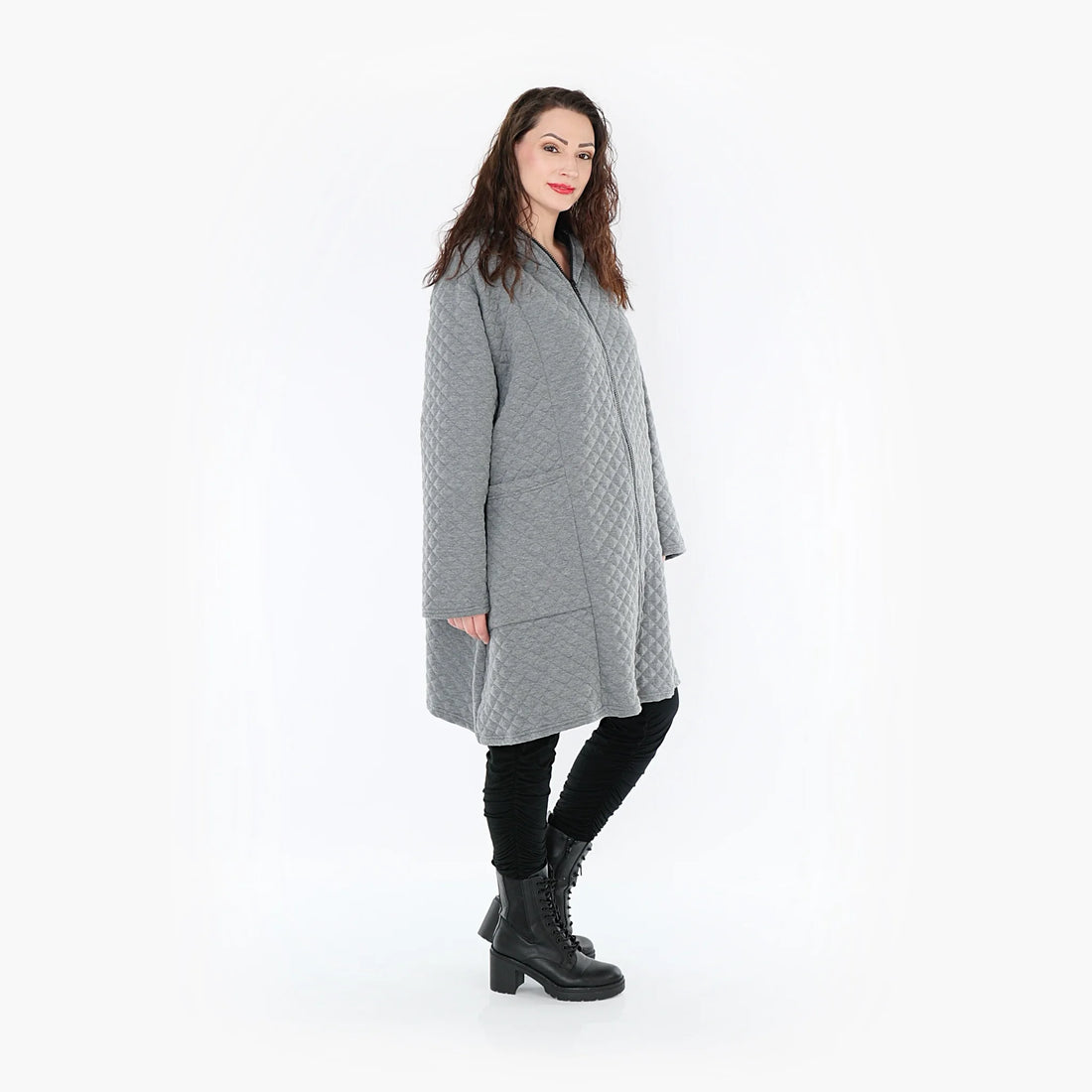  A-Form Jacke von AKH Fashion aus Materialmix, 1394.06909, Grau, Schick, Modern, Bequem