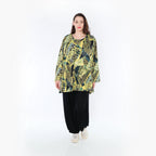  A-Form Bigshirt von AKH Fashion aus Viskose, 1396.00593, Senf-Olive-Schwarz, Grafik, Schick