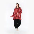  A-Form Bigshirt von AKH Fashion aus Viskose, 1398.00593, Rot-Cognac-Schwarz, Streifen