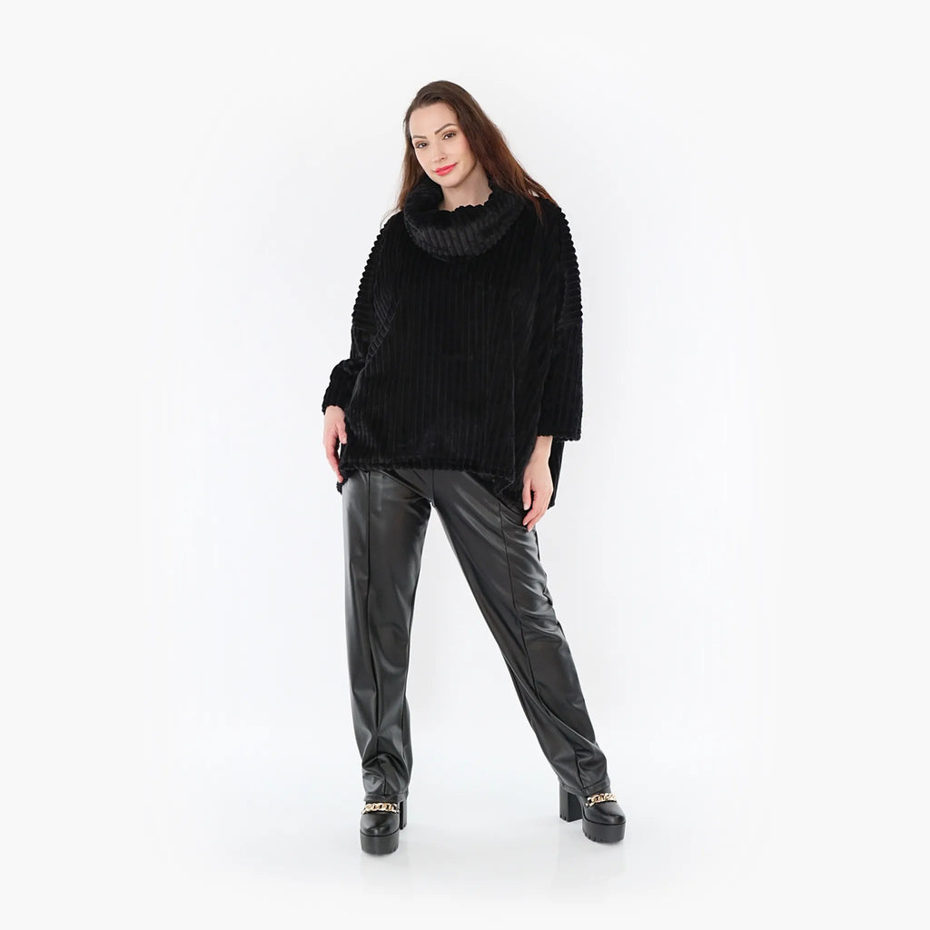  AKH Fashion Bigshirt in kastiger Form, aus Polyester, 1413.03091, Schwarz, Schick, Modern