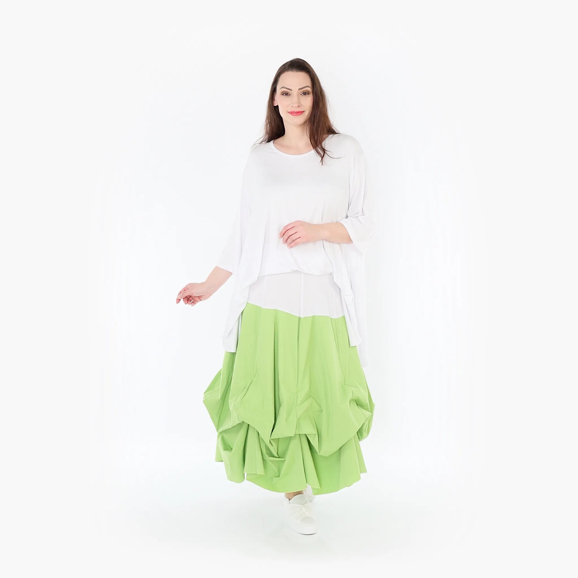  Ballonrock von AKH Fashion aus Baumwolle, 1415.07559, Apfelgrün/Weiß, Schick, Modern