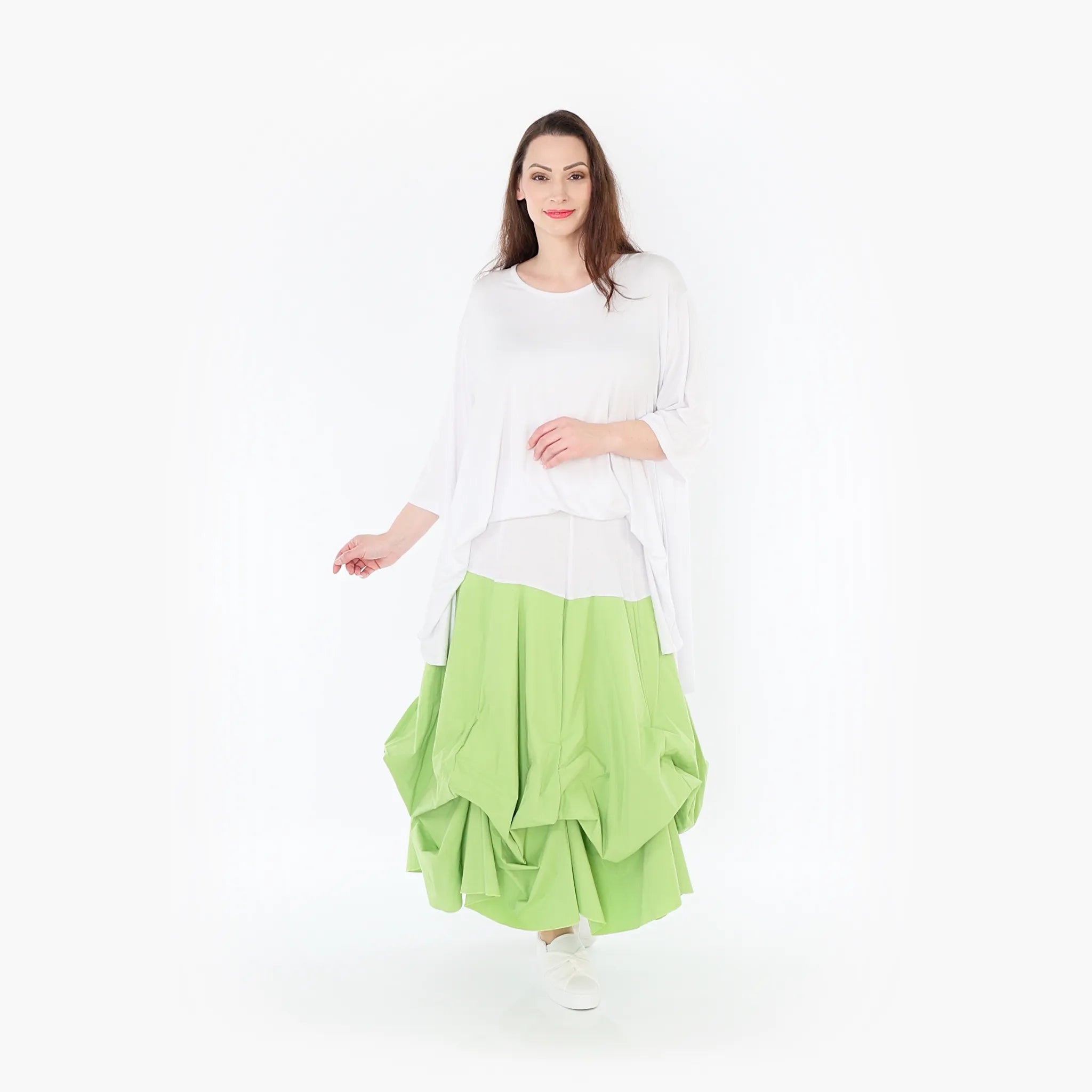  Ballonrock von AKH Fashion aus Baumwolle, 1415.07559, Apfelgrün/Weiß, Schick, Modern
