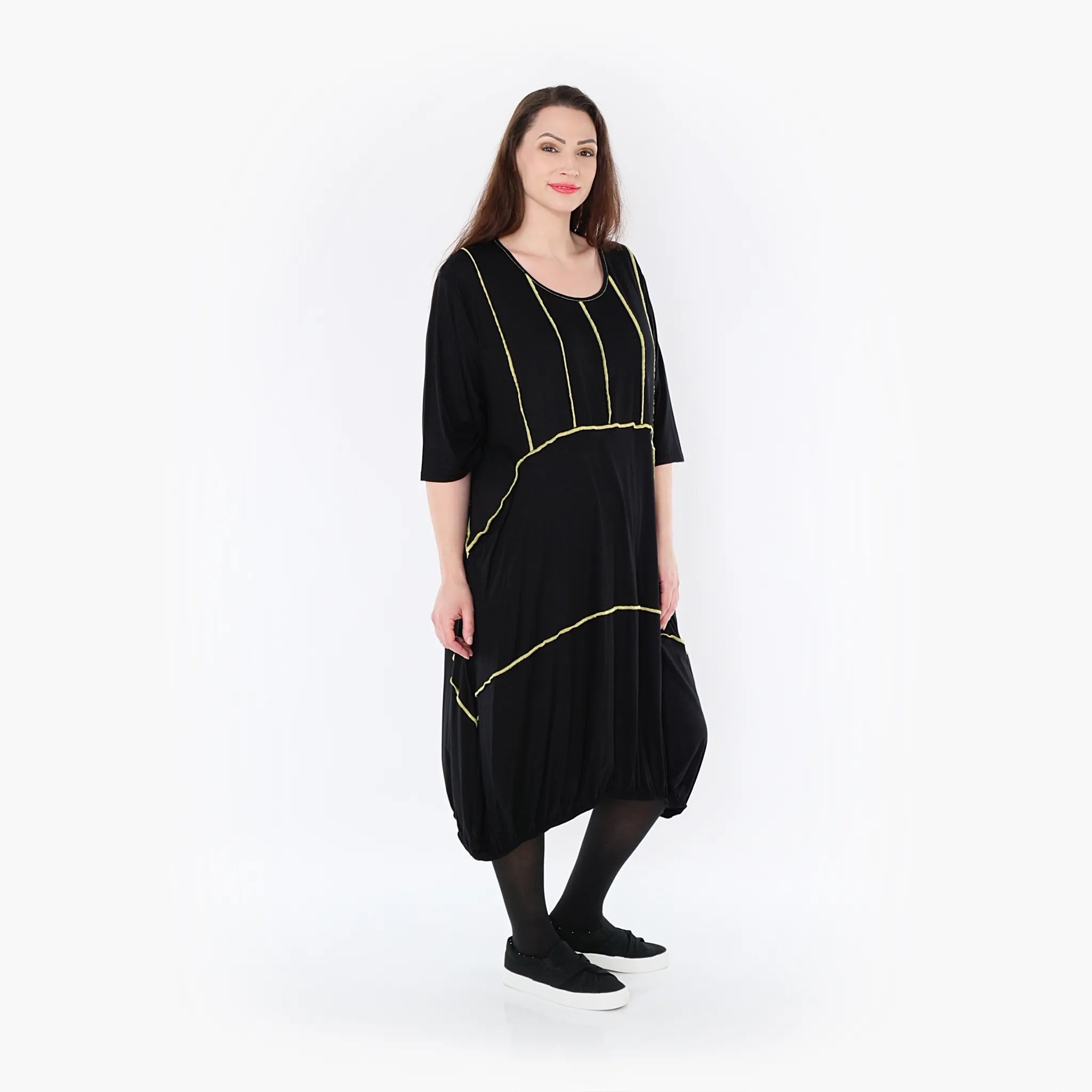 Ballonkleid von AKH Fashion aus Viskose, 1416.06564, Schwarz/Gelb, Schick, Modern, Bequem