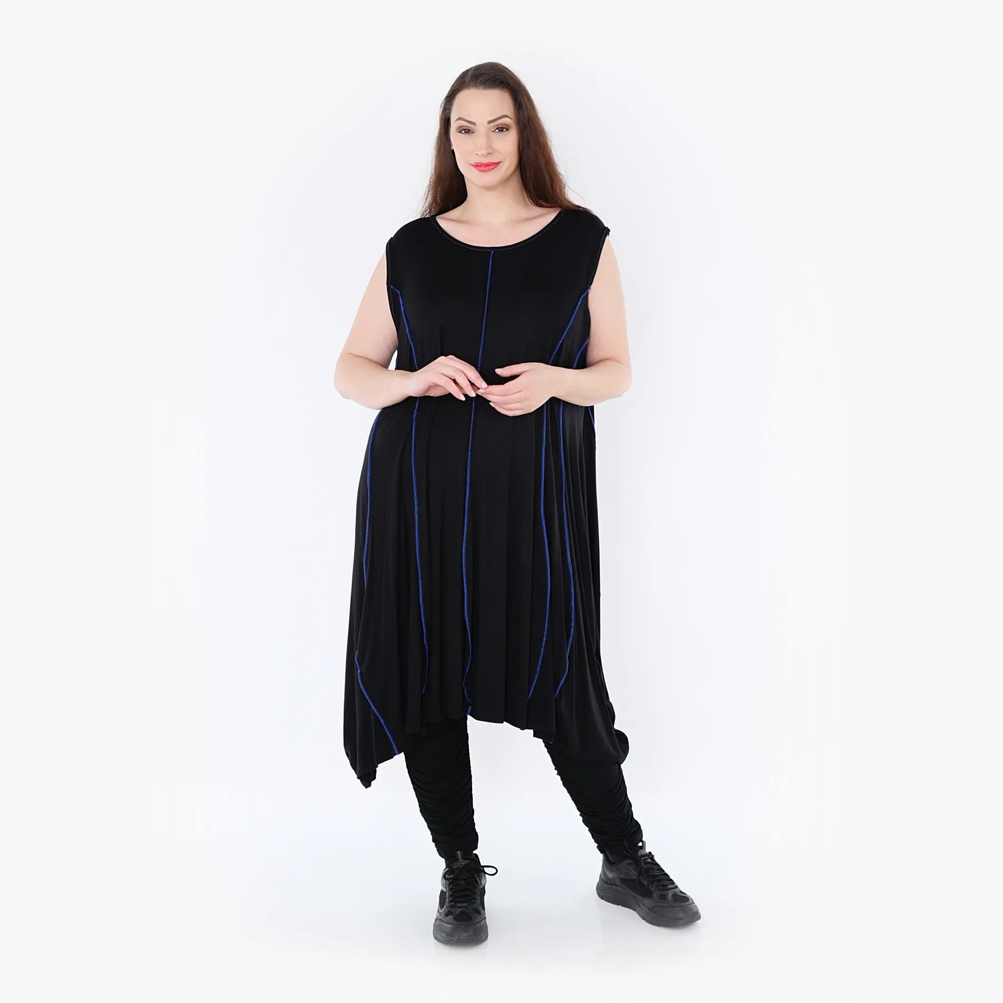  Ballon Tunika von AKH Fashion aus Viskose, 1416.06913, Schwarz/Blau, Schick, Modern