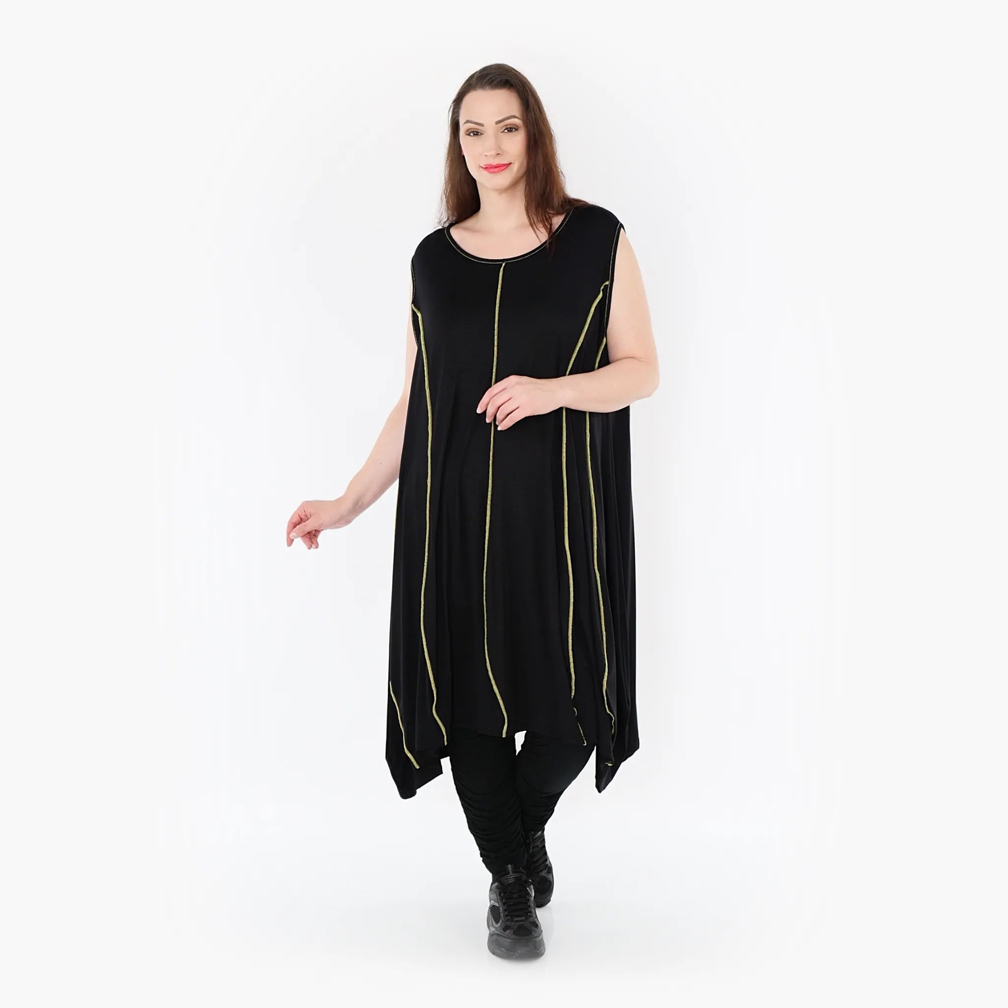  Ballon Tunika von AKH Fashion aus Viskose, 1416.06913, Schwarz/Gelb, Schick, Modern