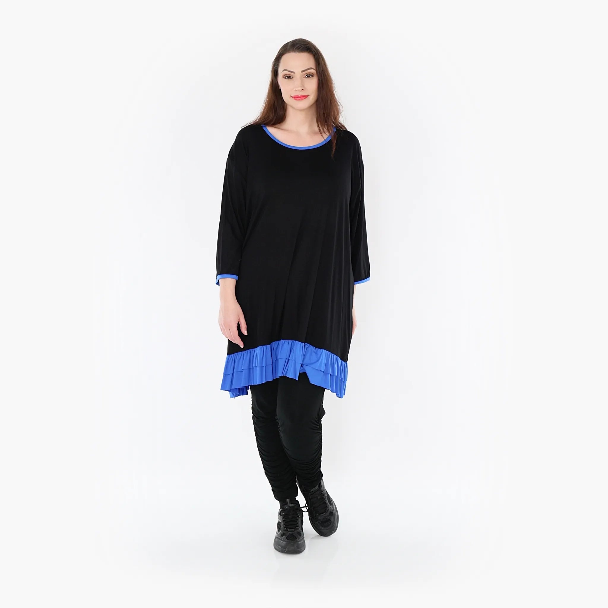  A-Form Shirt von AKH Fashion aus Viskose, 1416.06916, Schwarz/Blau, Schick, Modern, Bequem
