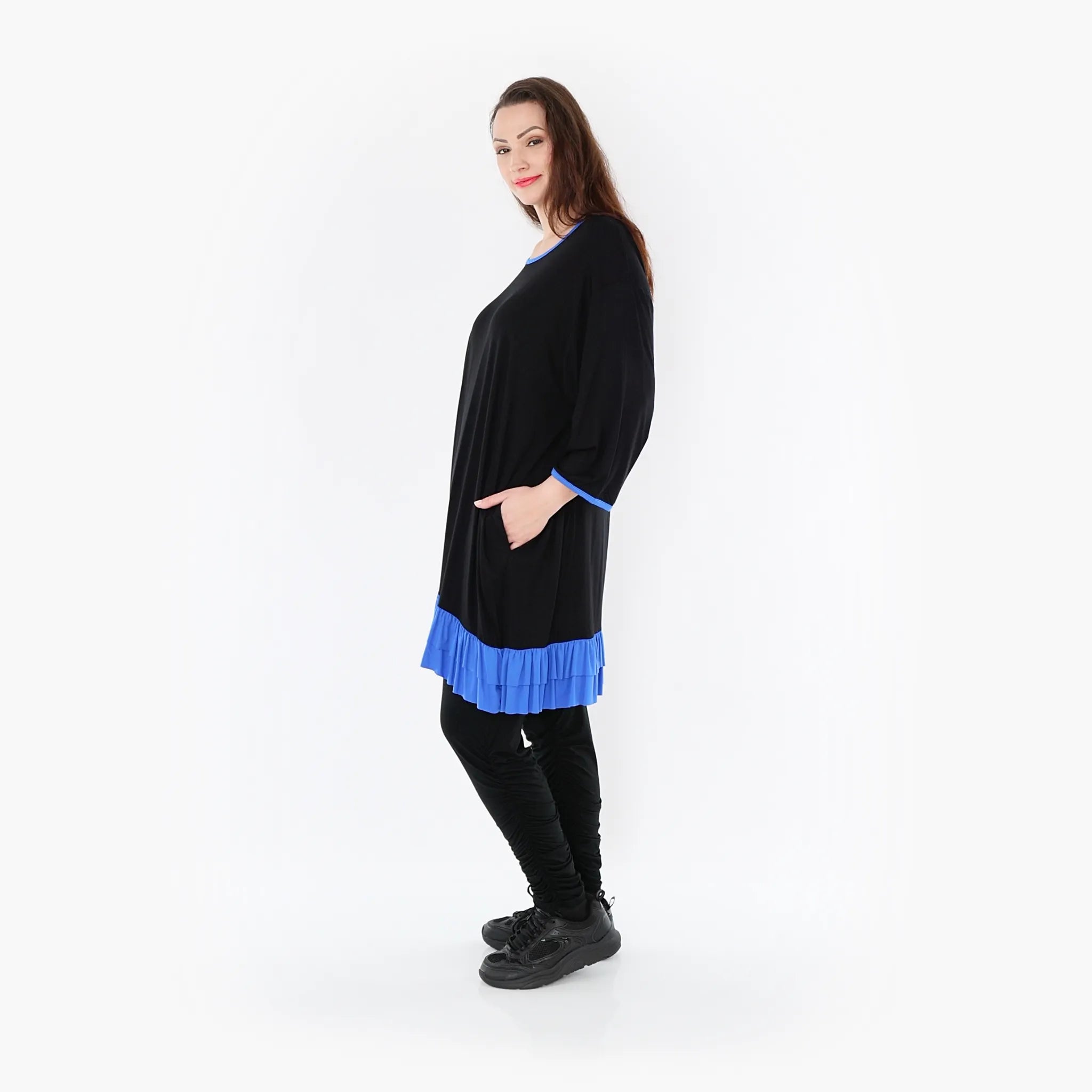  A-Form Shirt von AKH Fashion aus Viskose, 1416.06916, Schwarz/Blau, Schick, Modern, Bequem