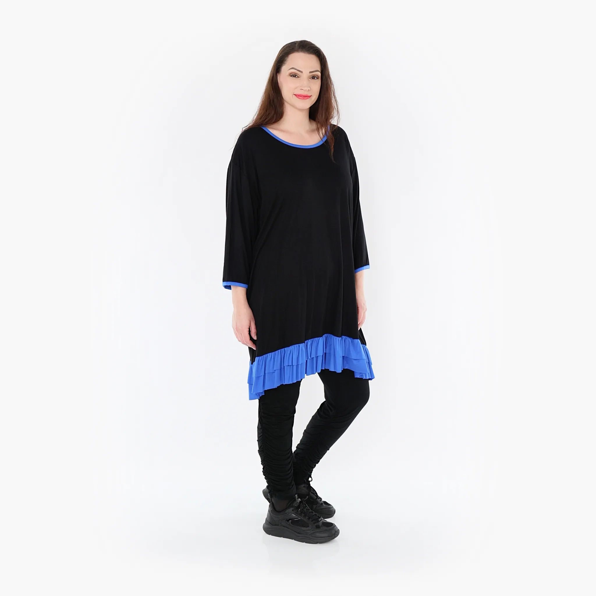  A-Form Shirt von AKH Fashion aus Viskose, 1416.06916, Schwarz/Blau, Schick, Modern, Bequem