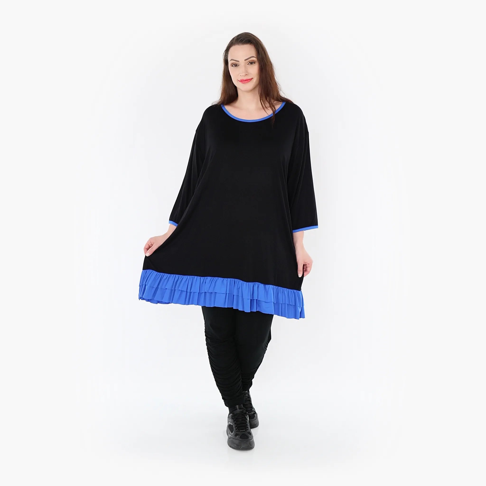  A-Form Shirt von AKH Fashion aus Viskose, 1416.06916, Schwarz/Blau, Schick, Modern, Bequem