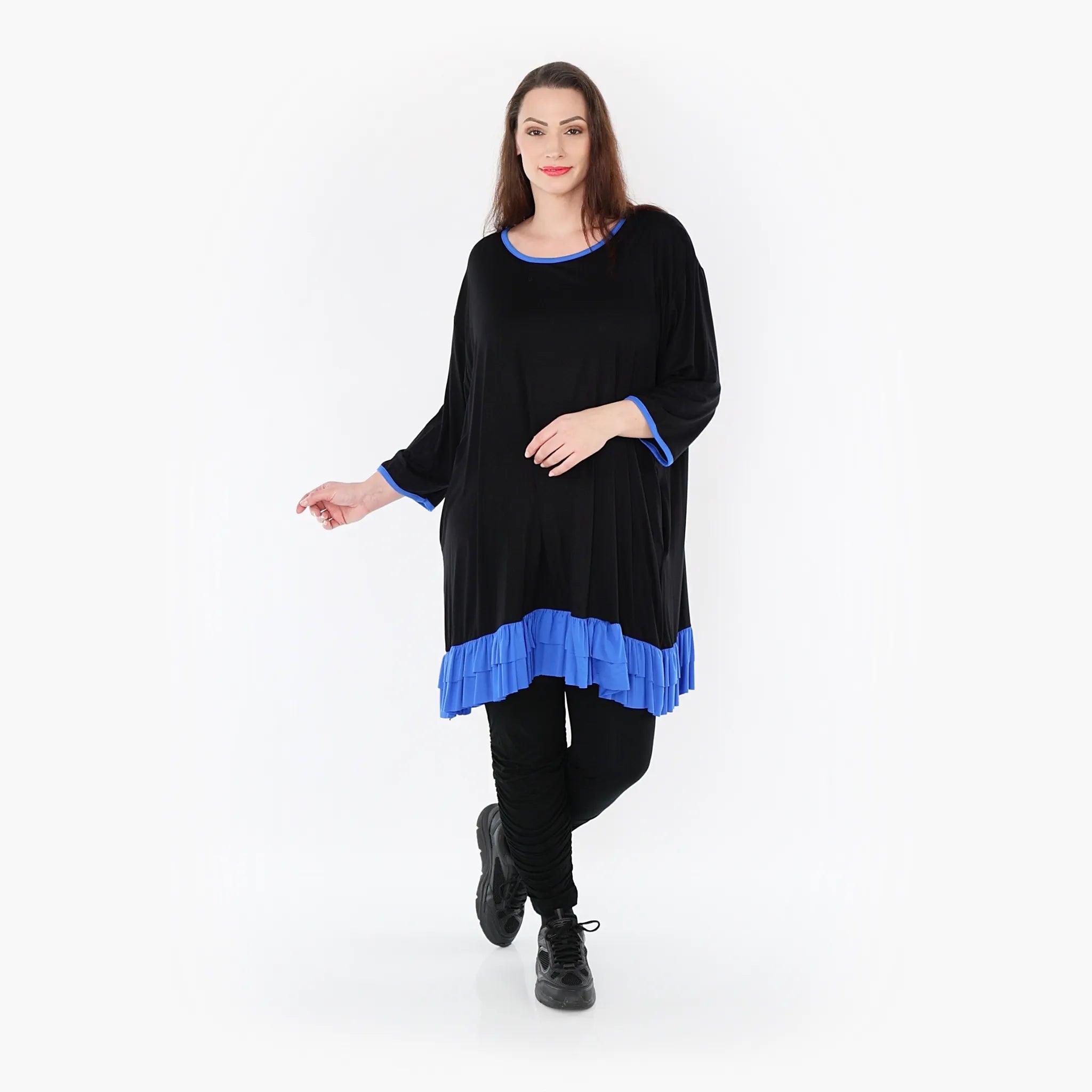  A-Form Shirt von AKH Fashion aus Viskose, 1416.06916, Schwarz/Blau, Schick, Modern, Bequem