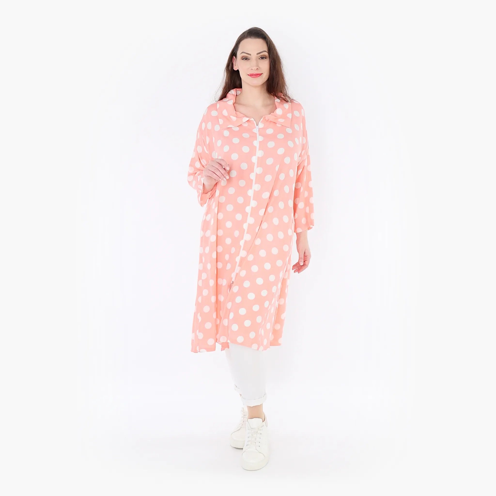  A-Form Jacke von AKH Fashion aus Viskose, 1417.06606, Rosa/Weiß, Schick, Modern, Bequem
