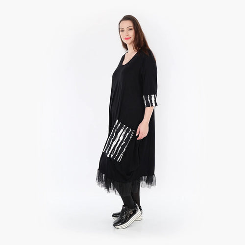  Ballonkleid von AKH Fashion aus Viskose, 1418.05909, Schwarz/Weiß, Schick, Modern, Bequem
