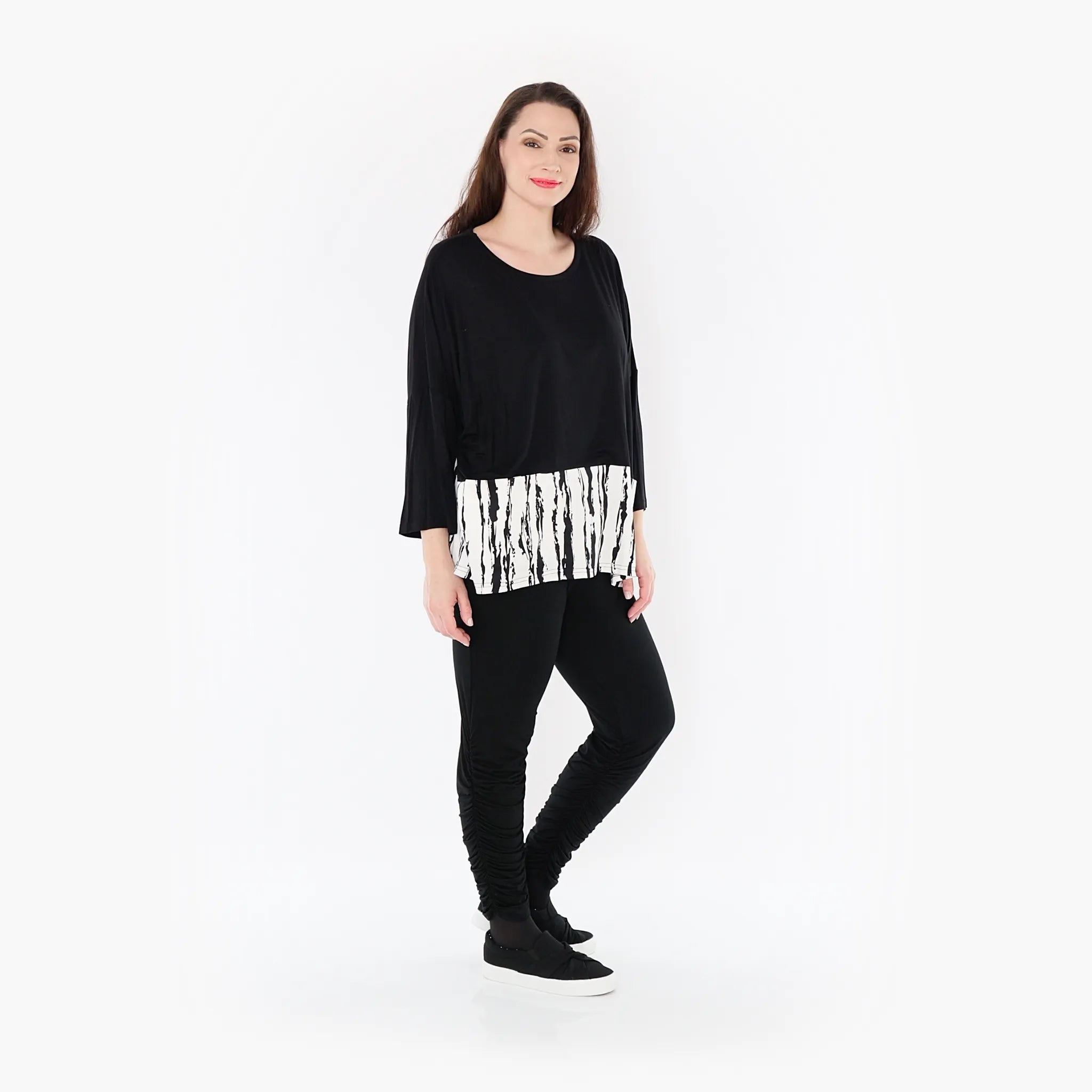  AKH Fashion Bigshirt in kastiger Form, aus Baumwolle, 1418.06888, Weiß/Schwarz, Schick