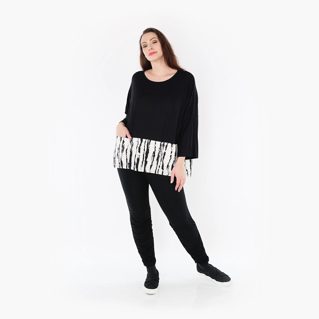  AKH Fashion Bigshirt in kastiger Form, aus Baumwolle, 1418.06888, Weiß/Schwarz, Schick