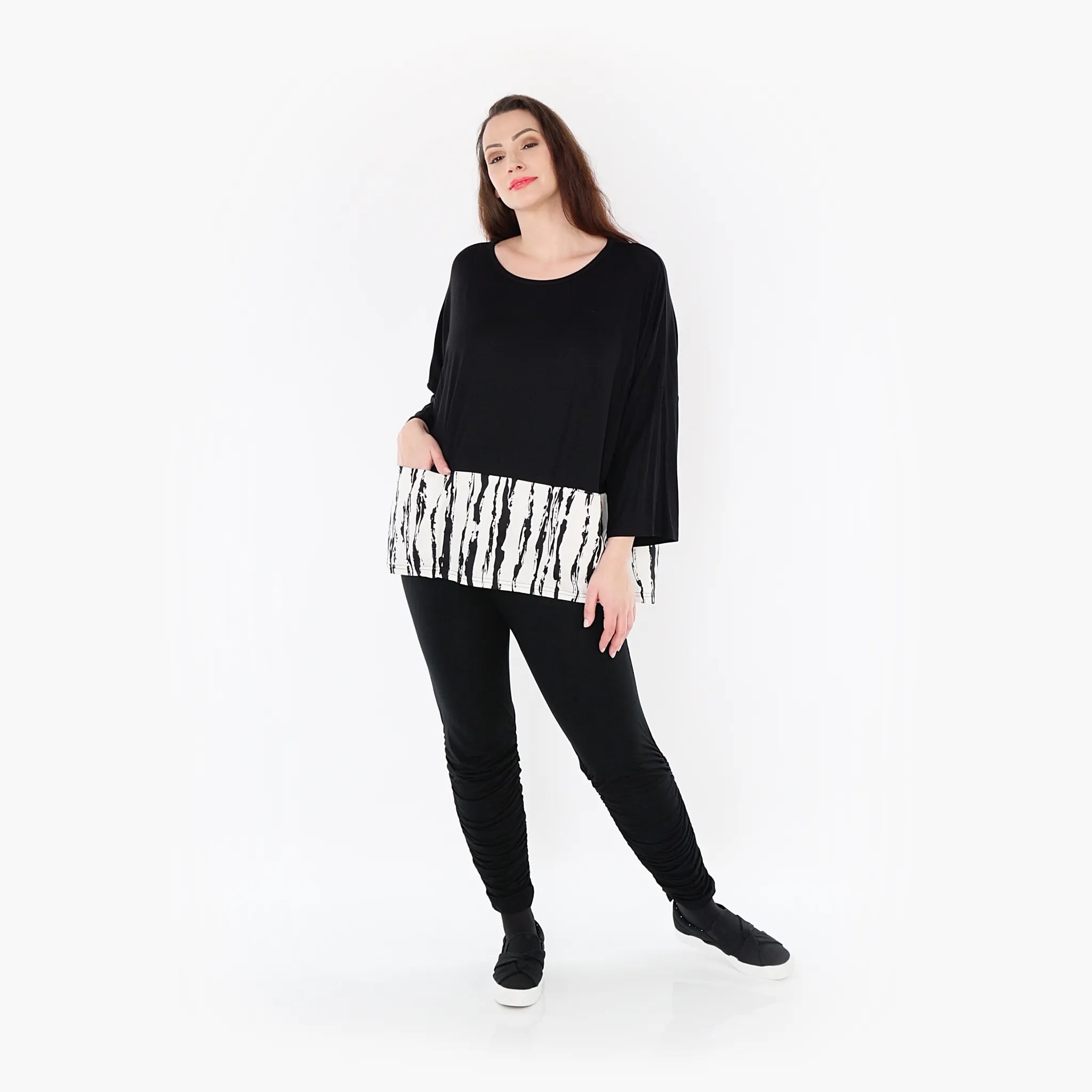  AKH Fashion Bigshirt in kastiger Form, aus Baumwolle, 1418.06888, Weiß/Schwarz, Schick