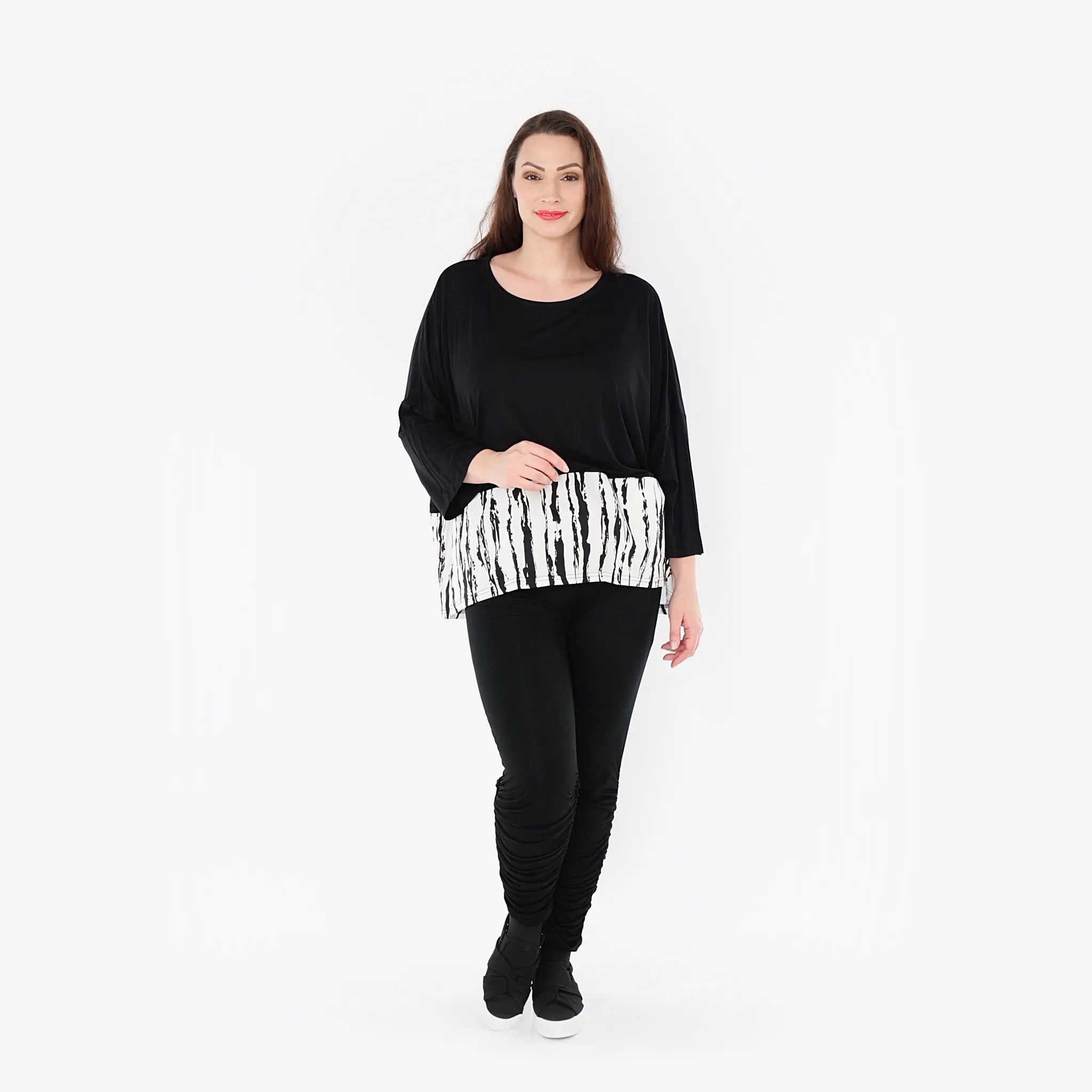  AKH Fashion Bigshirt in kastiger Form, aus Baumwolle, 1418.06888, Weiß/Schwarz, Schick