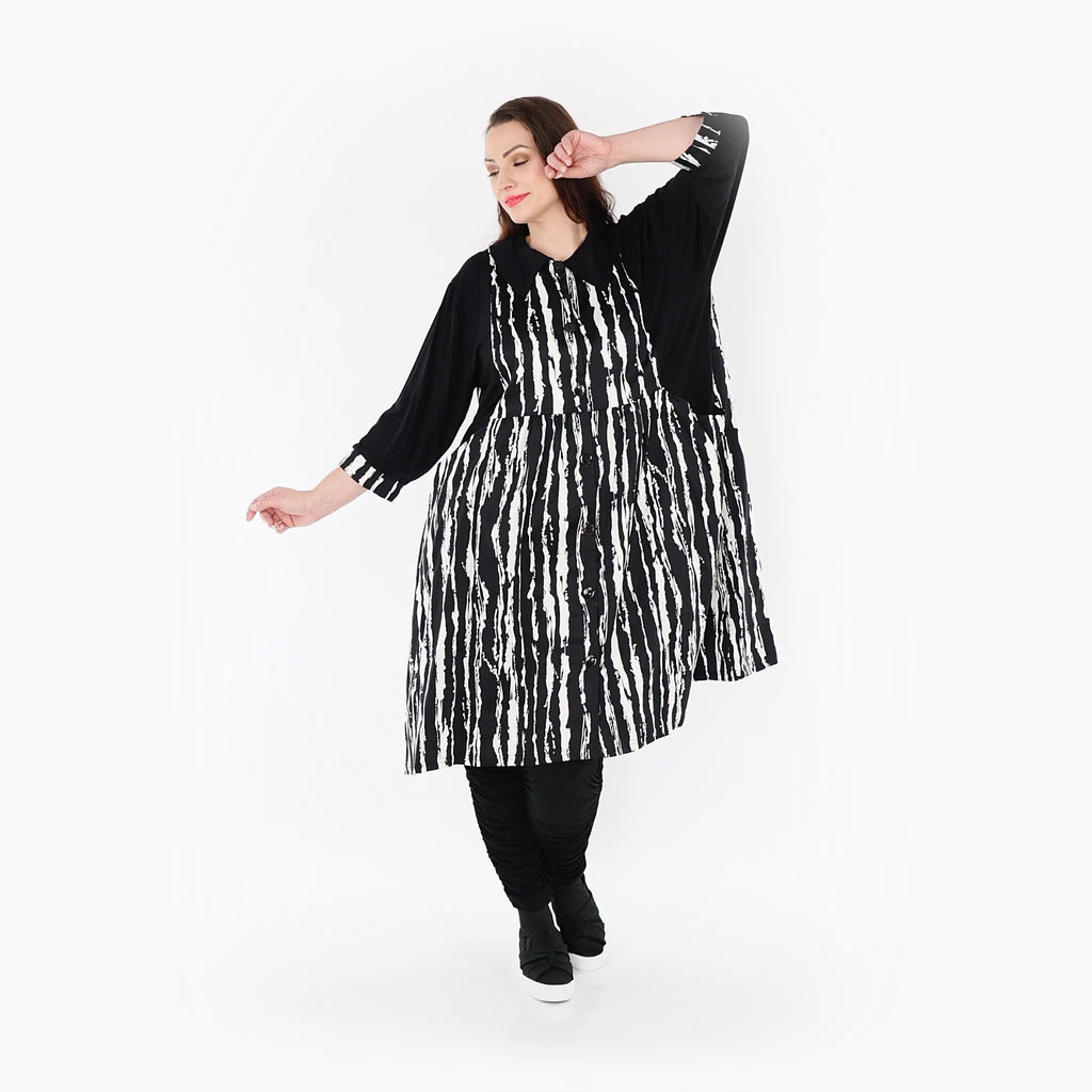  Ballon Bluse von AKH Fashion aus Viskose, 1418.06899, Schwarz/Weiß, Schick, Modern, Bequem