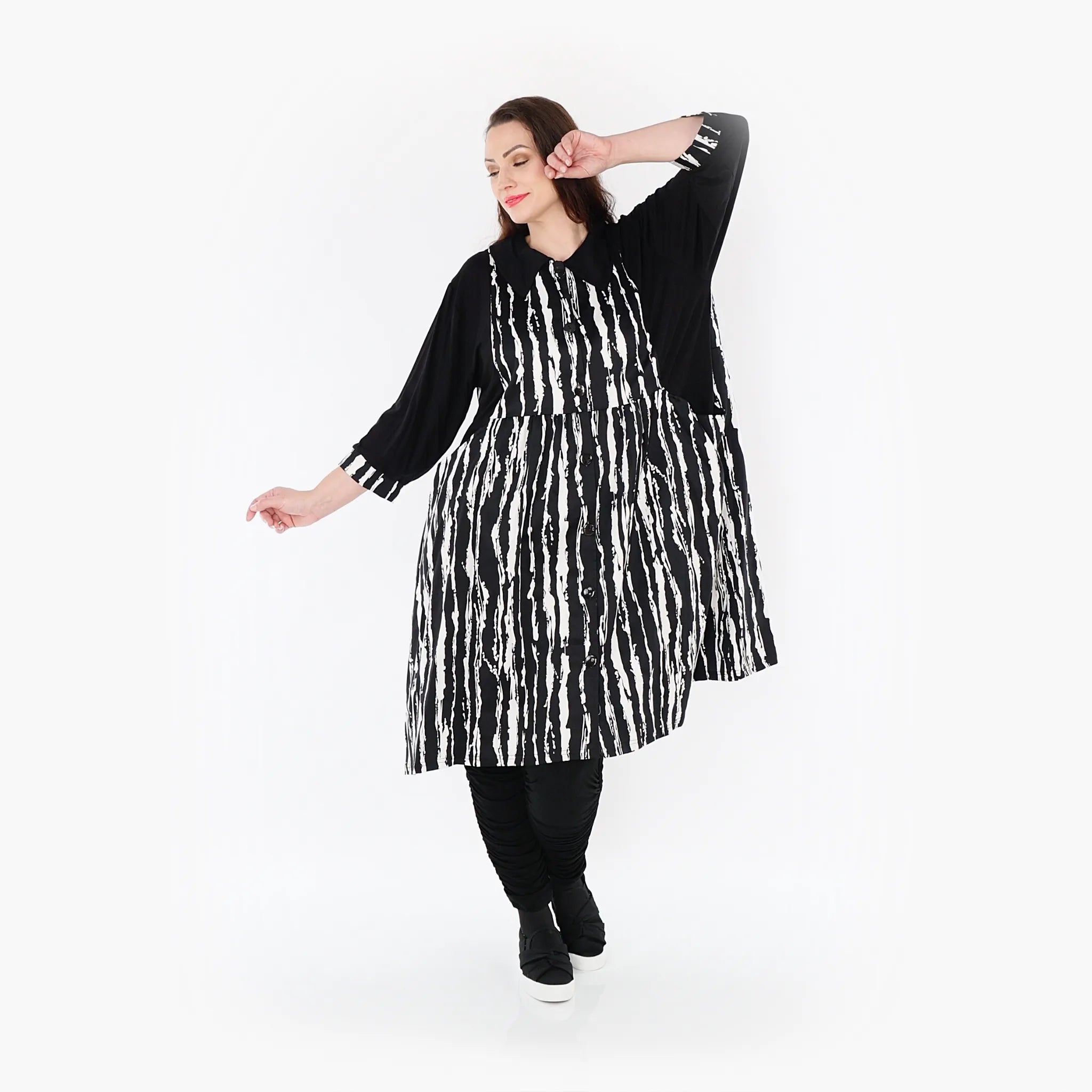  Ballon Bluse von AKH Fashion aus Viskose, 1418.06899, Schwarz/Weiß, Schick, Modern, Bequem