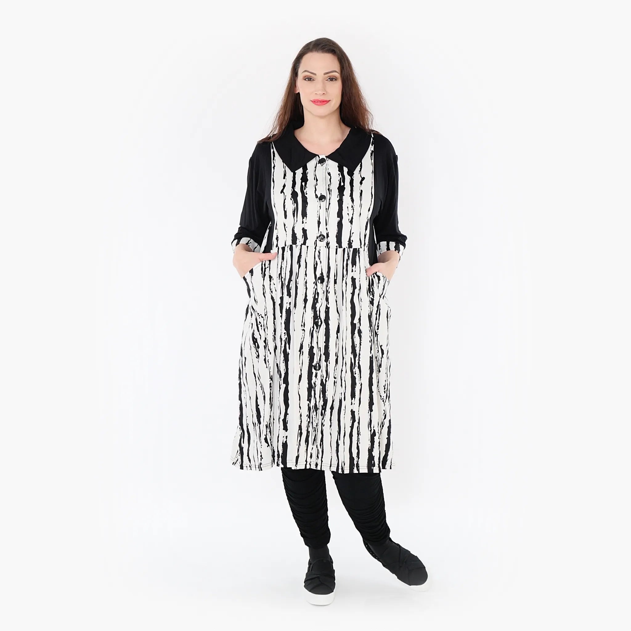  Ballon Bluse von AKH Fashion aus Viskose, 1418.06899, Weiß/Schwarz, Schick, Modern, Bequem