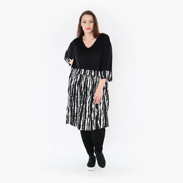  A-Form Shirt von AKH Fashion aus Viskose, 1418.06900, Schwarz/Weiß, Schick, Modern, Bequem