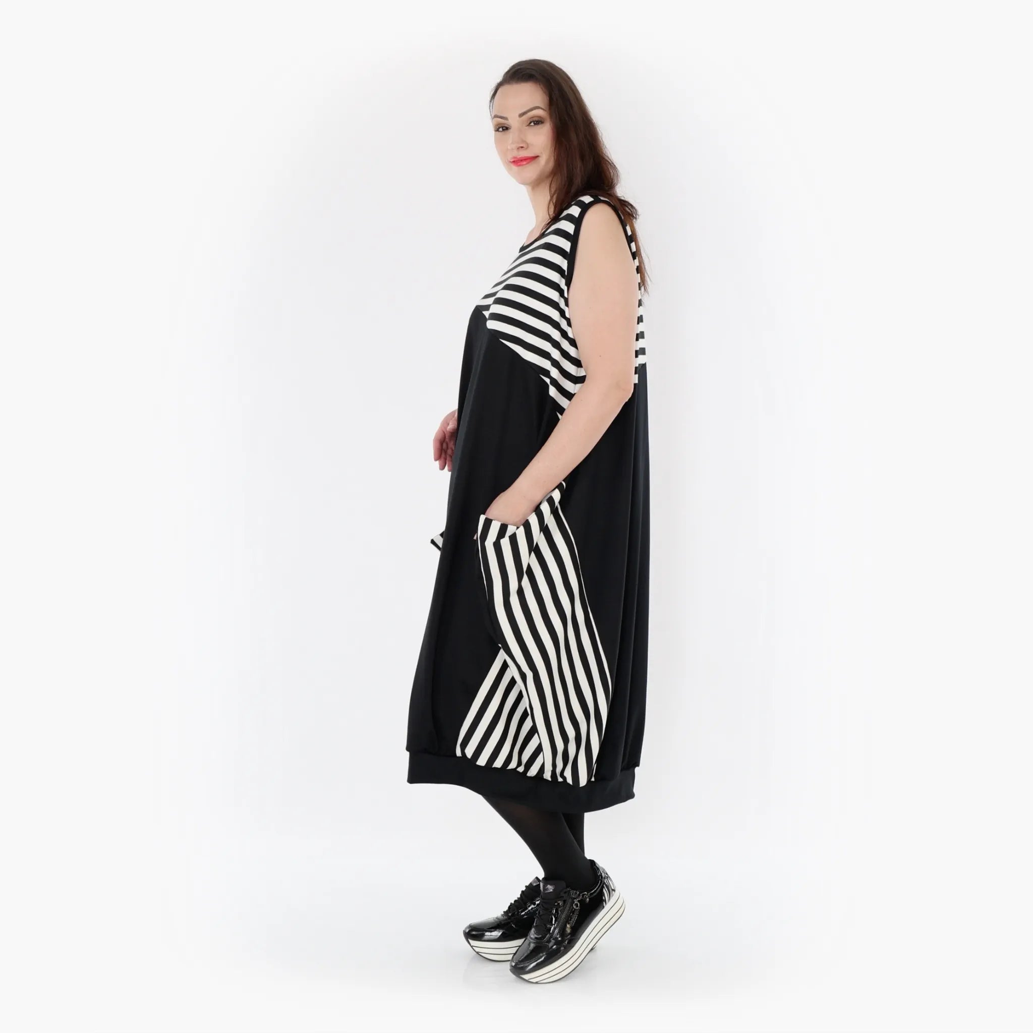  Ballon Tunika von AKH Fashion aus Viskose, 1419.06902, Ecru/Schwarz, Schick, Modern