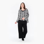  AKH Fashion Jacke in gerundeter Form, aus Viskose, 1406073, Schwarz/Weiß, Pinselstrich