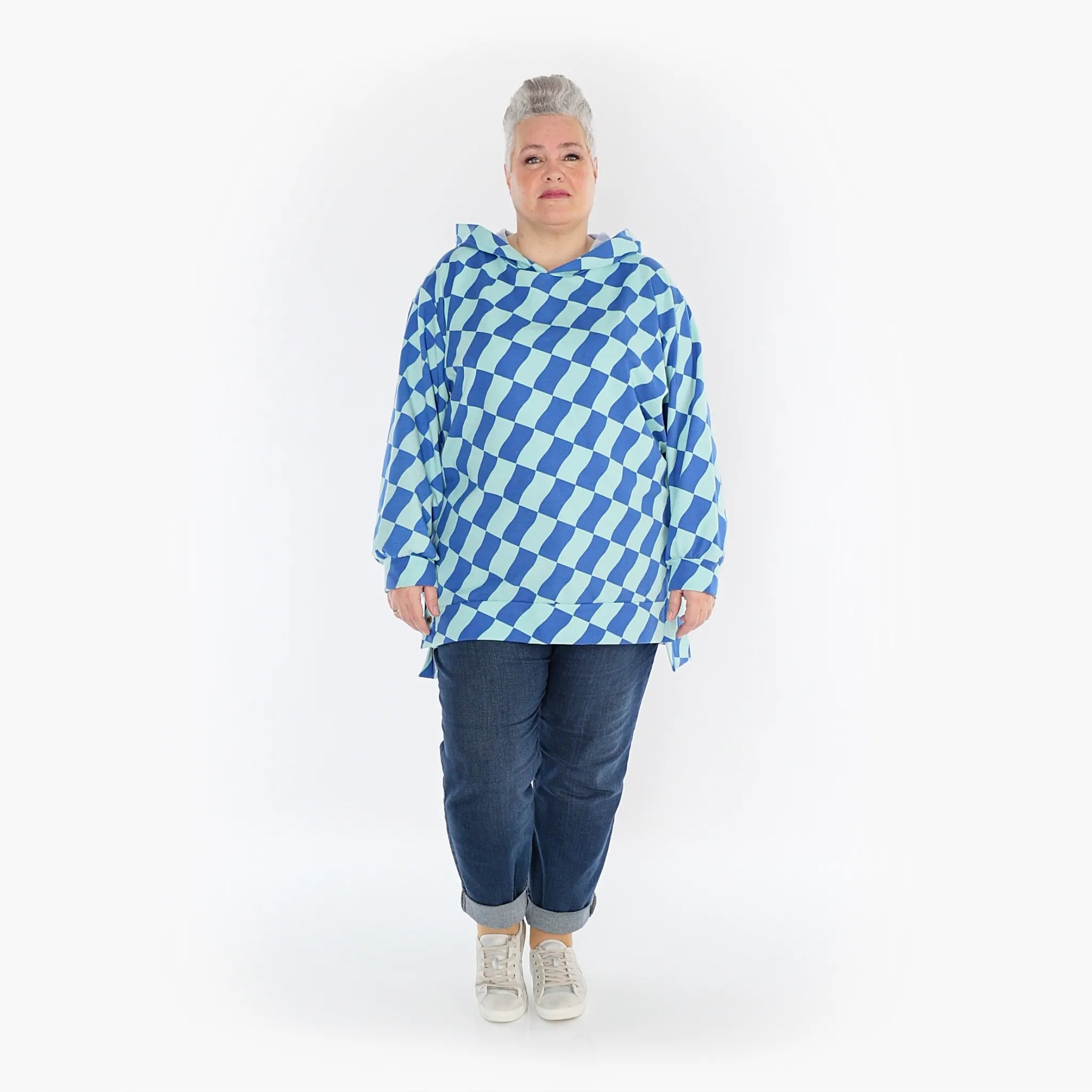  AKH Fashion Bigshirt in gerader Form, aus Baumwolle, 1427.06988, Türkis/Blau, Kariert, Schick
