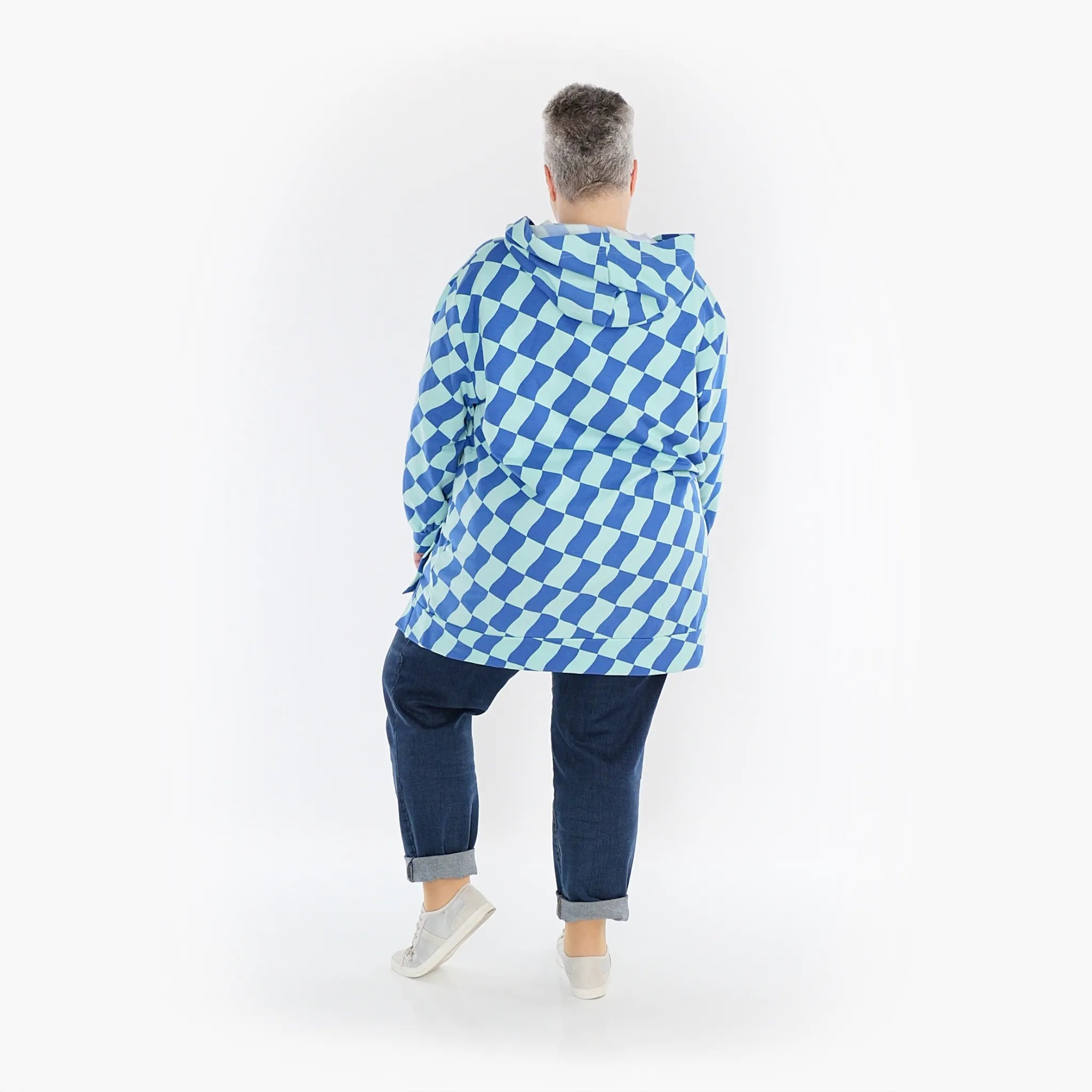  AKH Fashion Bigshirt in gerader Form, aus Baumwolle, 1427.06988, Türkis/Blau, Kariert, Schick
