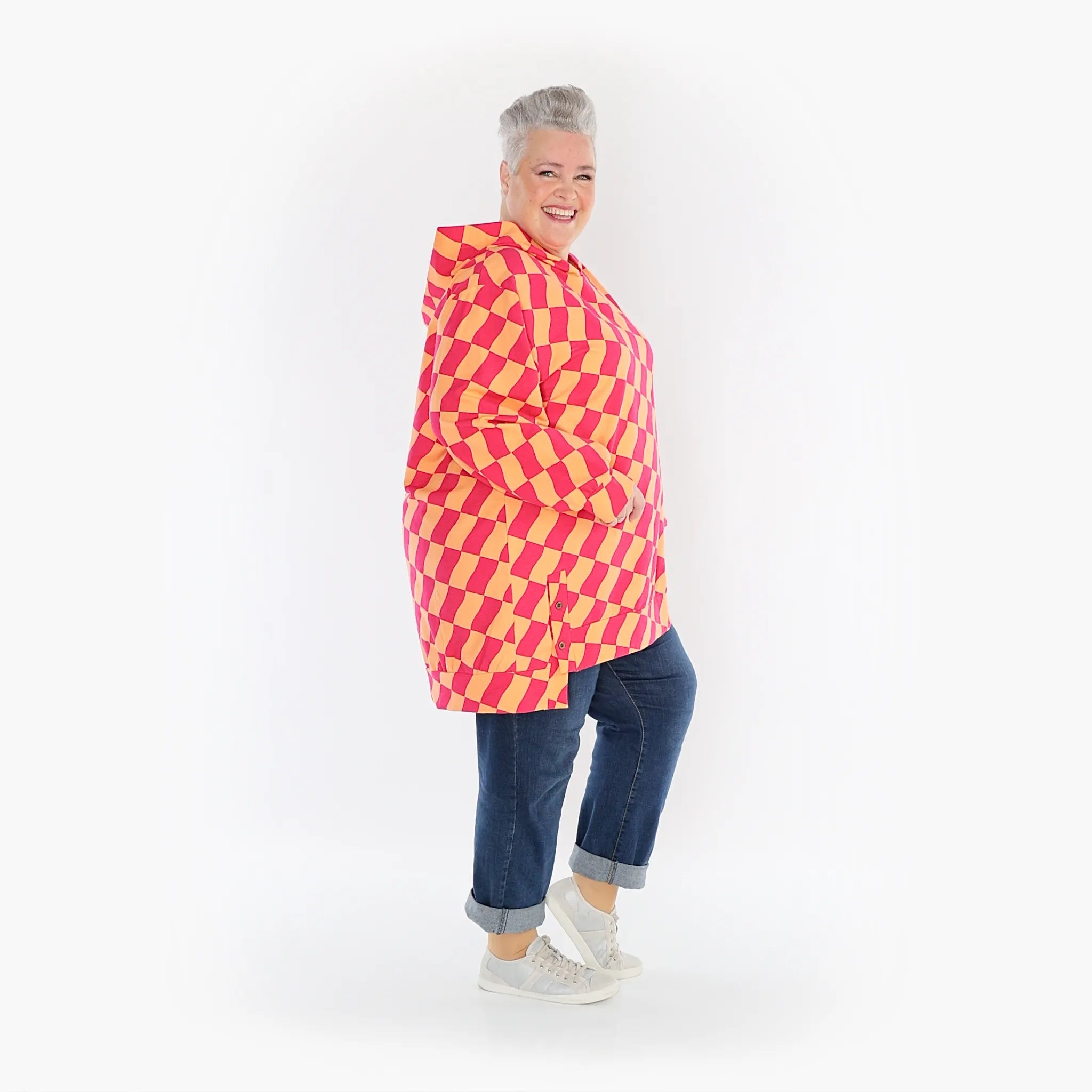  AKH Fashion Bigshirt in gerader Form, aus Baumwolle, 1427.06988, Koralle/Fuchsia, Kariert