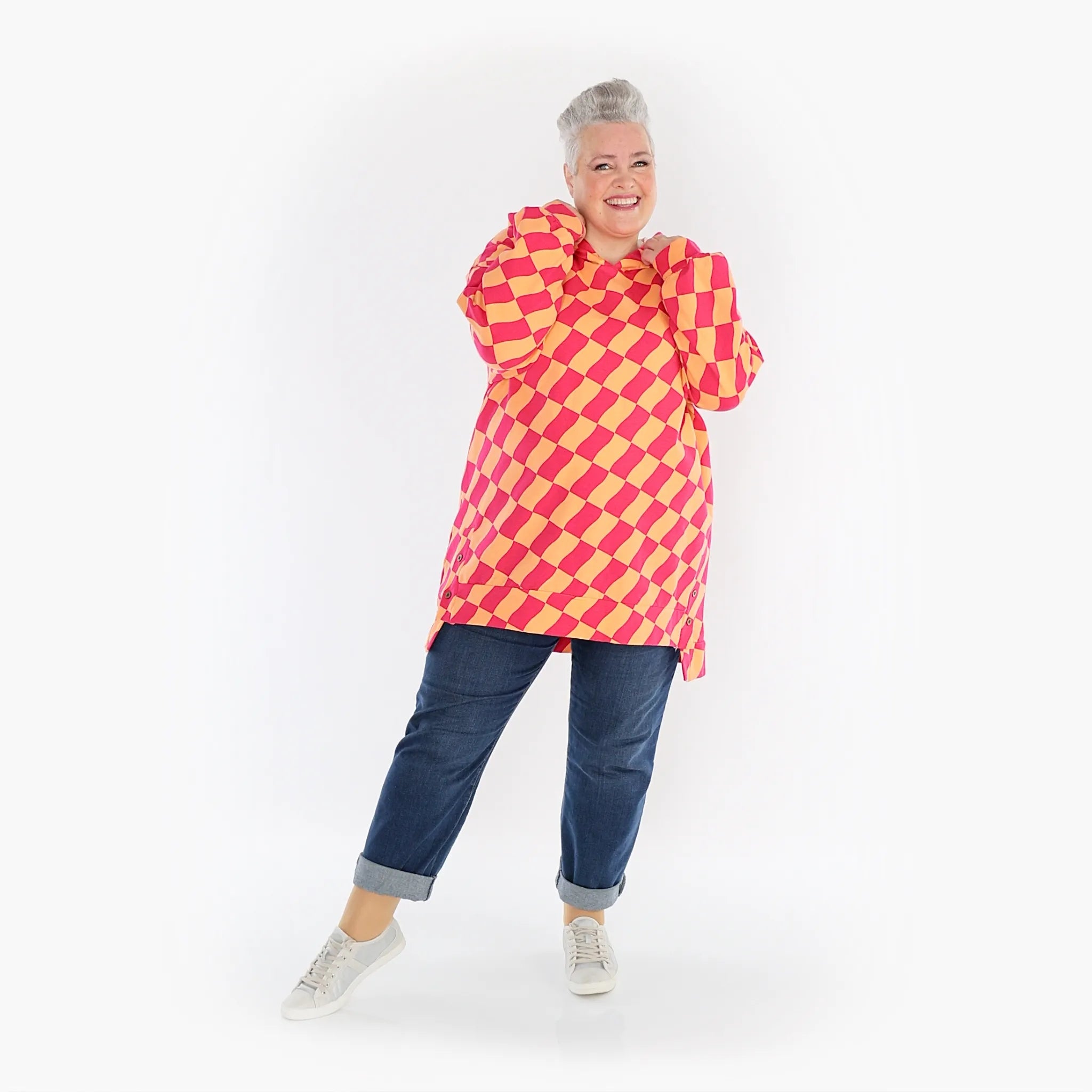  AKH Fashion Bigshirt in gerader Form, aus Baumwolle, 1427.06988, Koralle/Fuchsia, Kariert