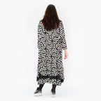  A-Form Kleid von AKH Fashion aus Viskose, 1428.06959, Schwarz/Ecru, Grafik, Schick, Schick