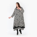  A-Form Kleid von AKH Fashion aus Viskose, 1428.06959, Schwarz/Ecru, Grafik, Schick, Schick