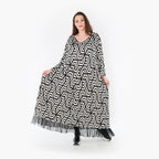  Ballonkleid von AKH Fashion aus Viskose, 1428.06984, Schwarz/Ecru, Grafik, Schick, Modern