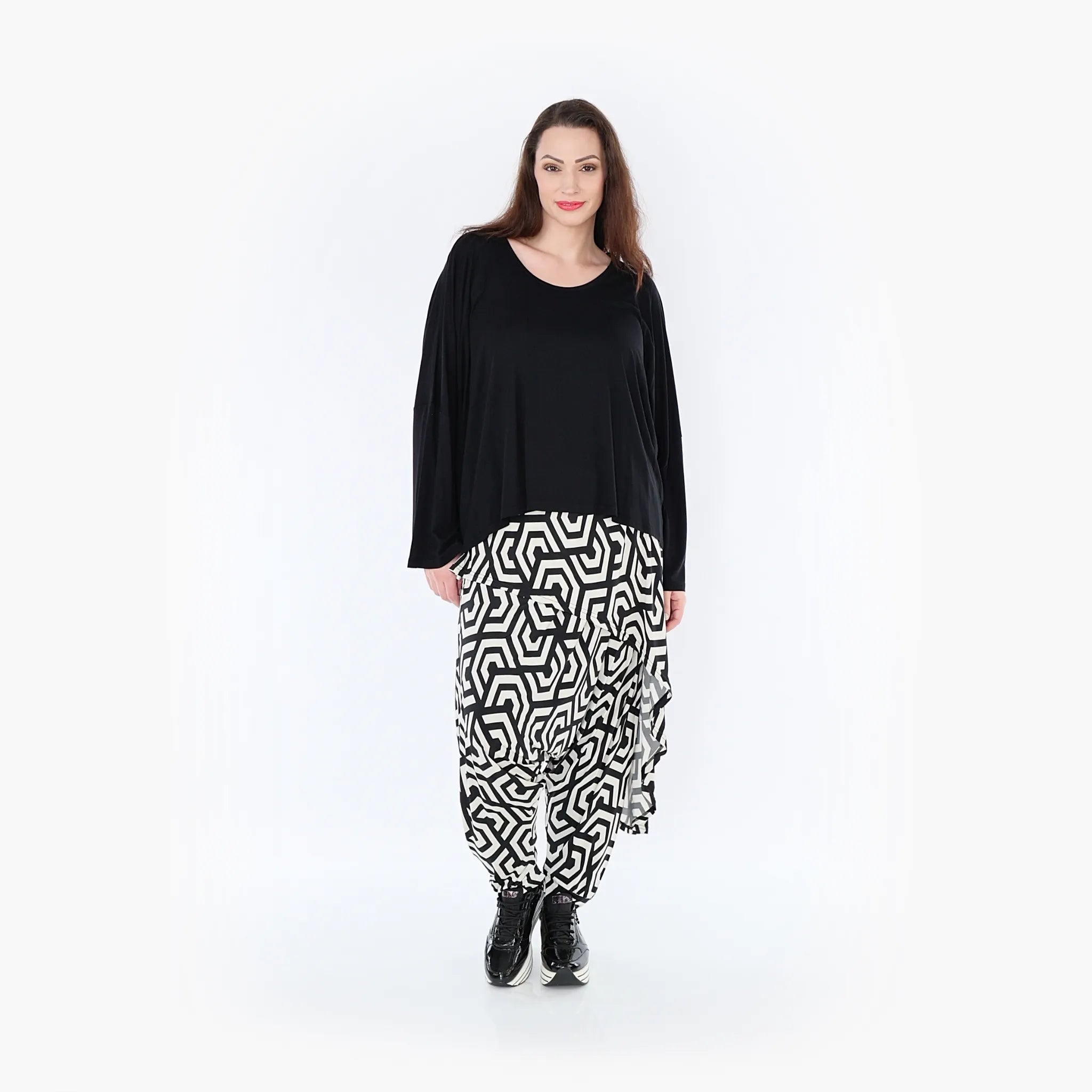  Haremshose von AKH Fashion aus Viskose, 1428.06992, Schwarz/Ecru, Grafik, Schick, Modern